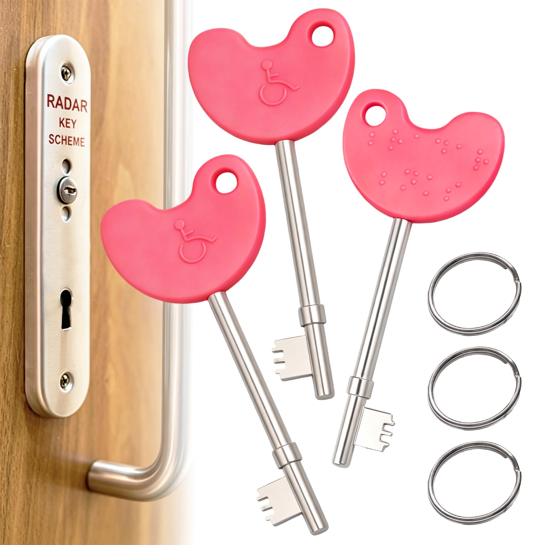 Disabled Toilet Key for Radar Doors 3 Pack - Pink NKS Key
