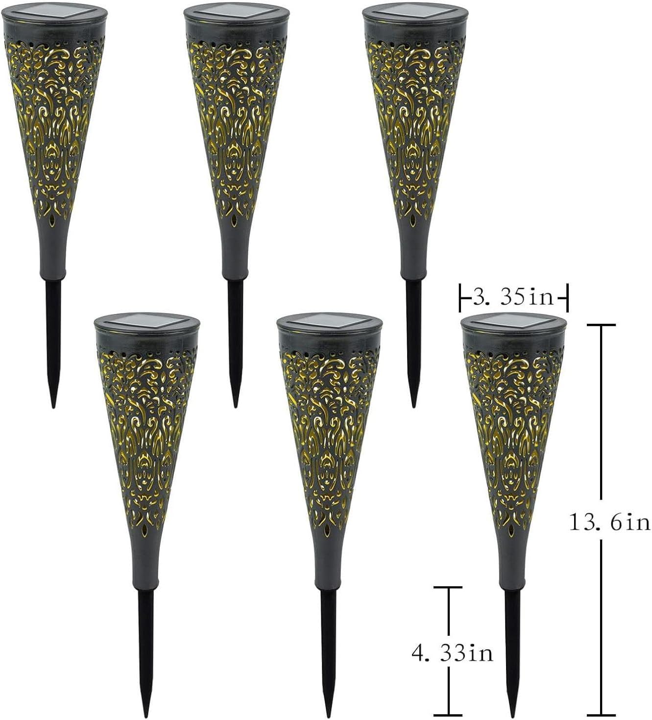 6 Pack Solar Lights Outdoor Garden Decorative Solar Garden Lights with Warm Light Waterproof Solar Pathway Landscape Lights for Path Patio Backyard Walkway Yard Lawn Decor (Black, 6Pcs) - Image 7