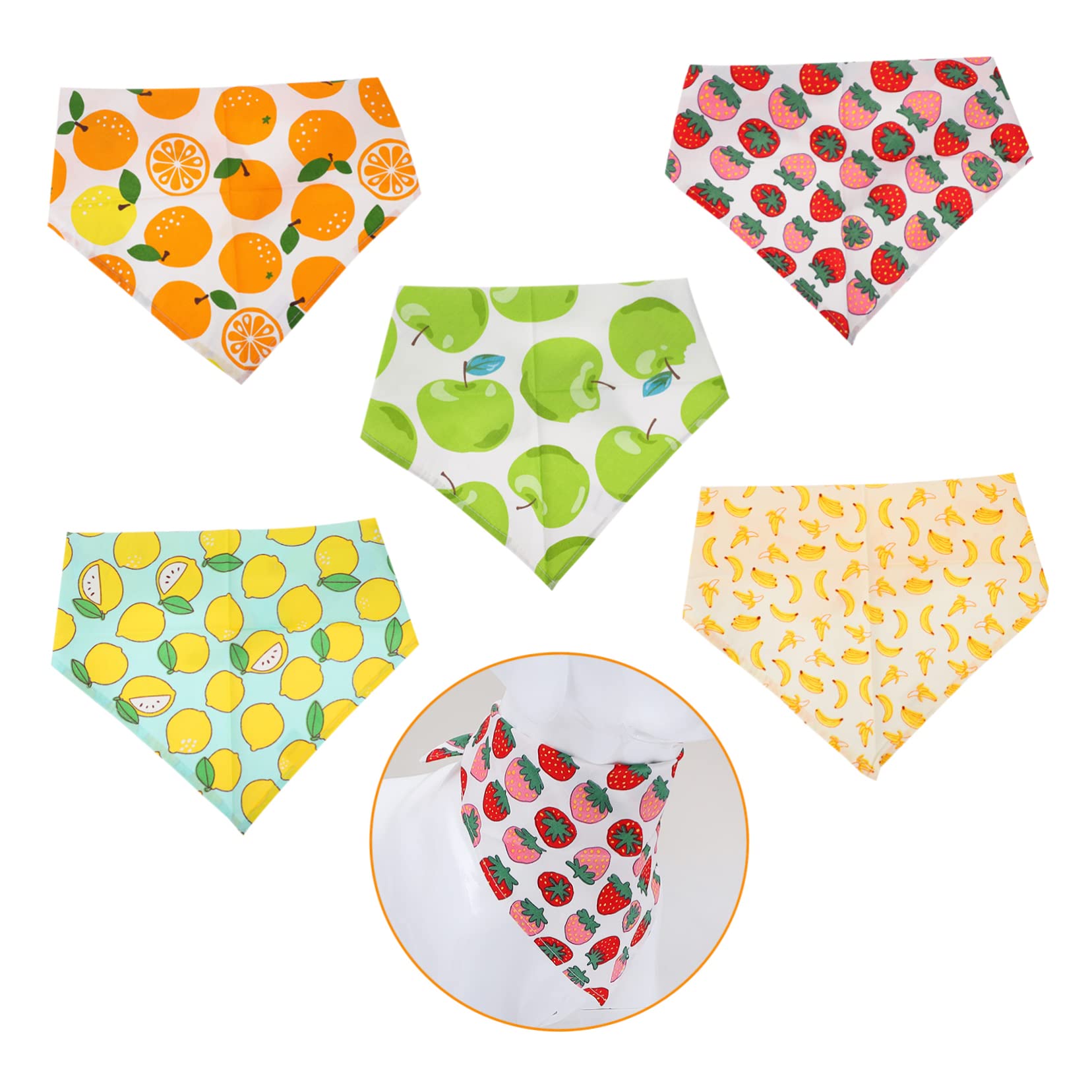 Beavorty 15pièces Bandanas pour Chiens Et Écharpes Respirantes pour Animaux De Compagnie Motifs De Fruits Absorbent La Et Protègent Cou