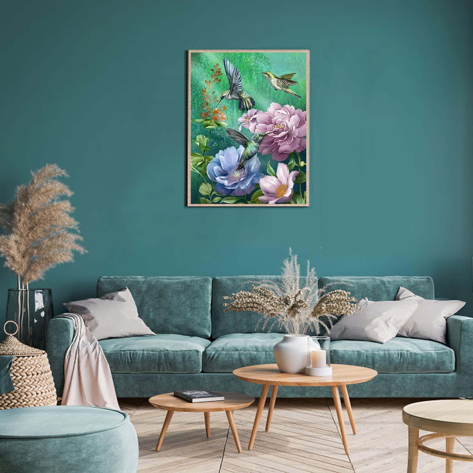 Grebesty Pittura Con I Numeri Per Adulti – Kit Colibrì 40x50 Cm | Tela Prestampata, Colori Acrilici E Pennelli Inclusi - 2