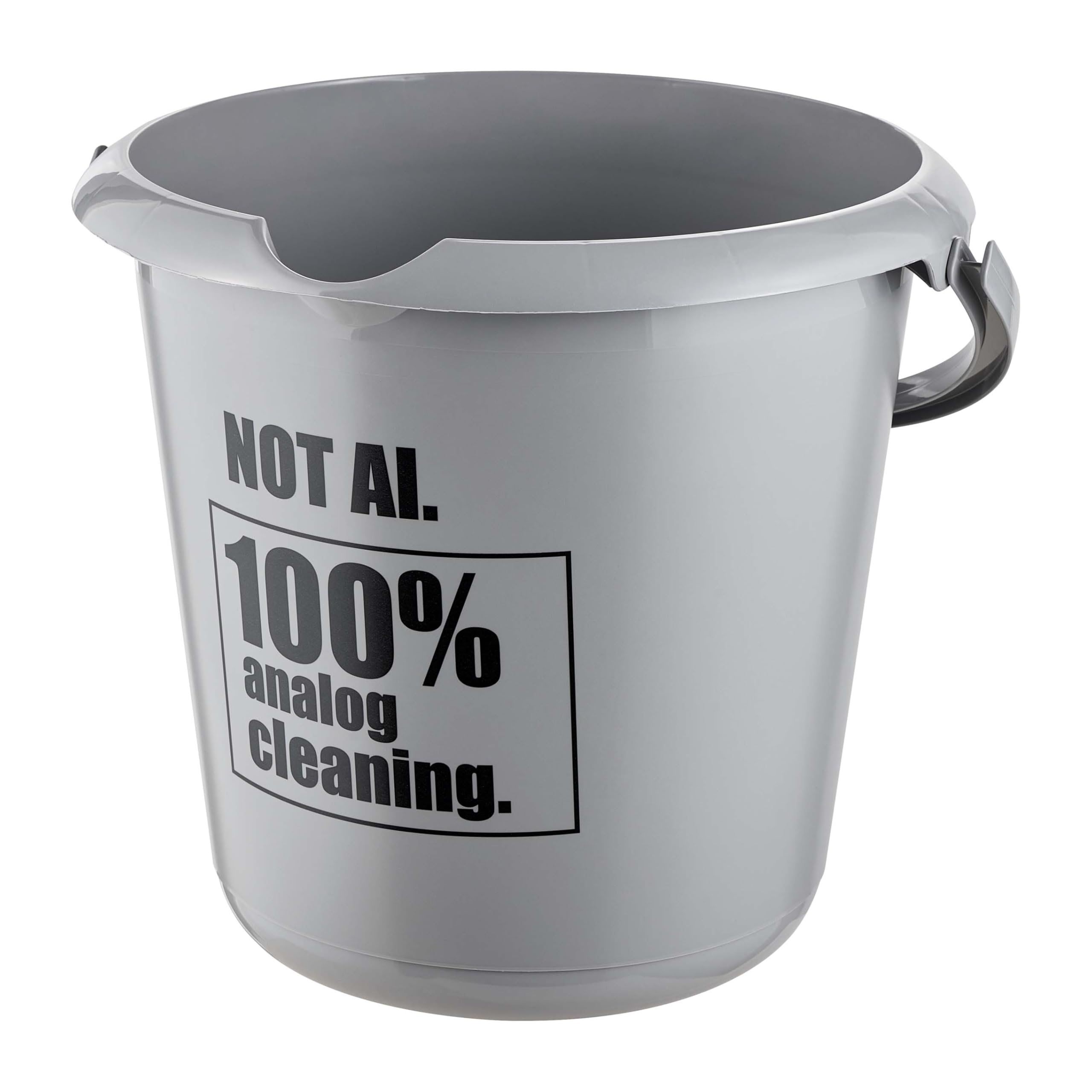 keeeper ilvie bucket with integrated measuring scale and ergonomic handle, 10 l, design: No AI, gray (Nordic Grey)