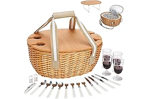 STBoo Picnic Basket for 4: The Perfect Woven Picnic Set for Unforgettable Outdoor Adventures