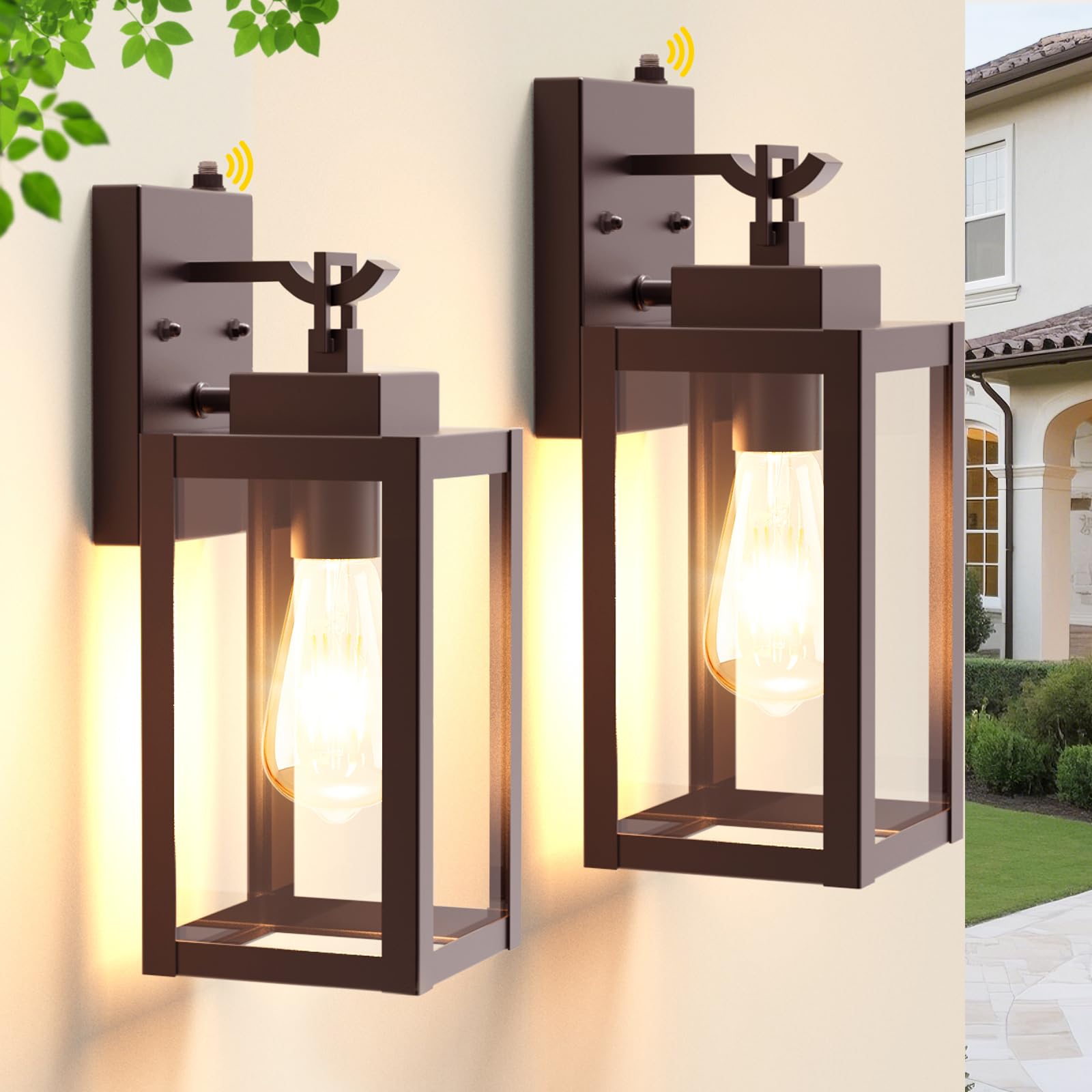 Photo 1 of LTBLIGHT 2-Pack Dusk to Dawn Porch Light, Farmhouse Brown Outdoor Lights Wall Mount, Waterproof Anti-Rust Wall Sconces for House, Yard, Entryway, Garage, 100-120Vac