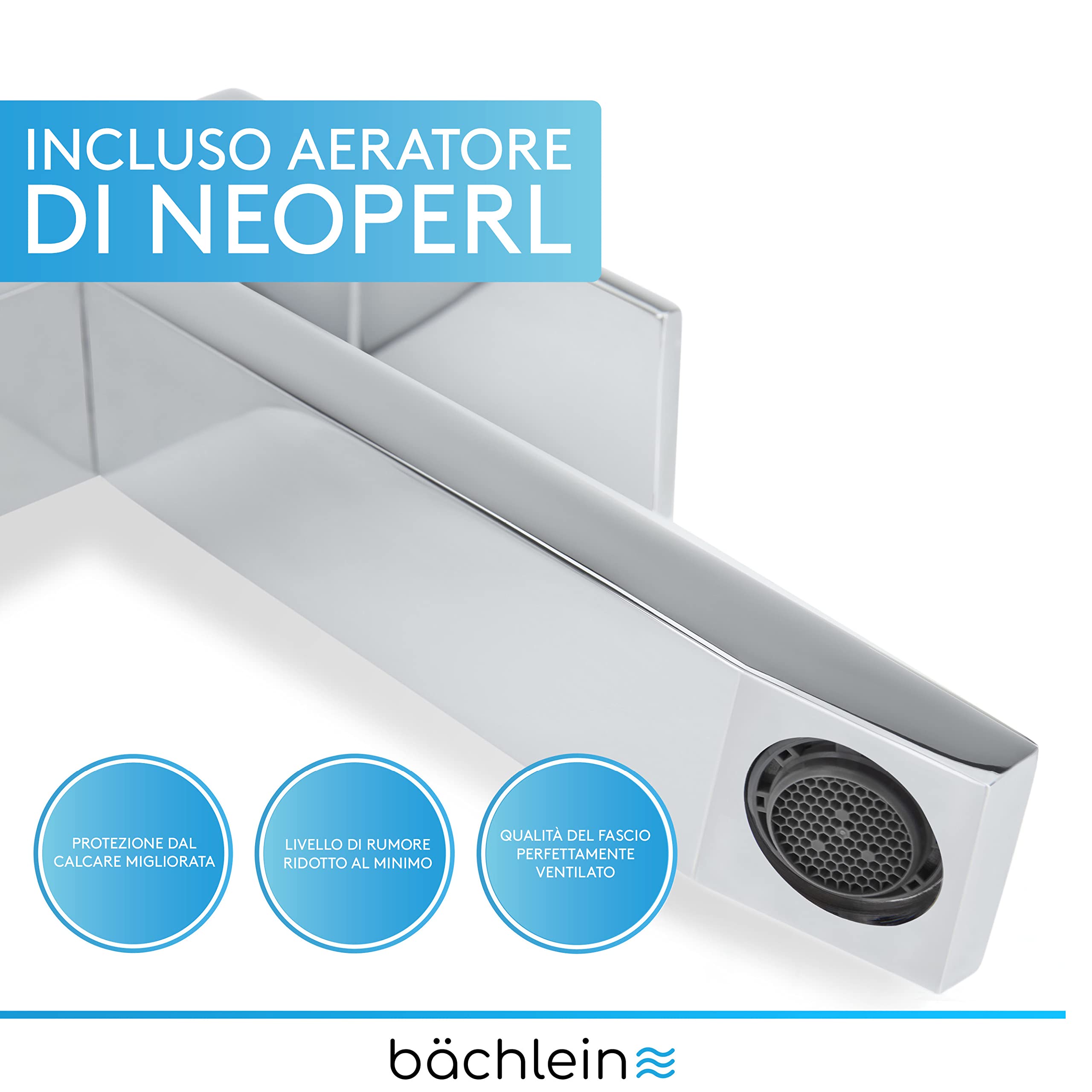 Bächlein Rubinetto Extra Alto Angolare per Bagno Cromo con Altezza Bocca 215 mm per Lavabo da Appoggio