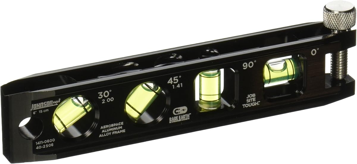 Johnson Level & Tool 1411-0600 Nivel de torpedo magnético Billet, 6", negro, 1 nivel