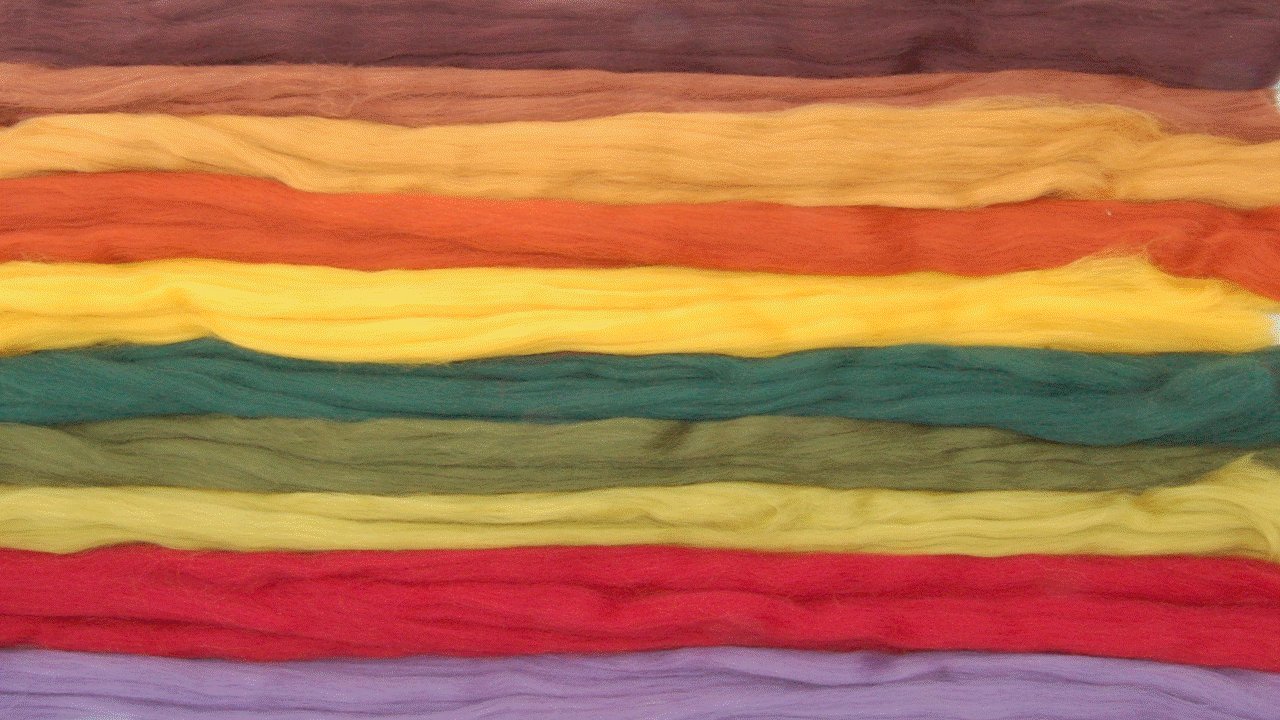 Merino Wool rovings Tops Autumn hues. A Mix of Browns, Greens, red - Great for Needle and Wet Felting, and Hand Spinning Projects.