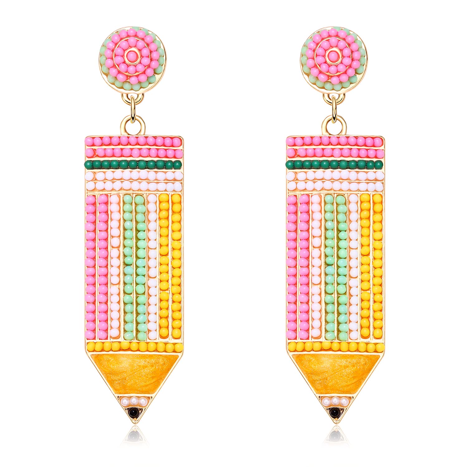 MOLOCH Teacher Earrings - Beaded Rhinestone Maestra Dangle Earrings for Back to School and Teacher Appreciation Gifts