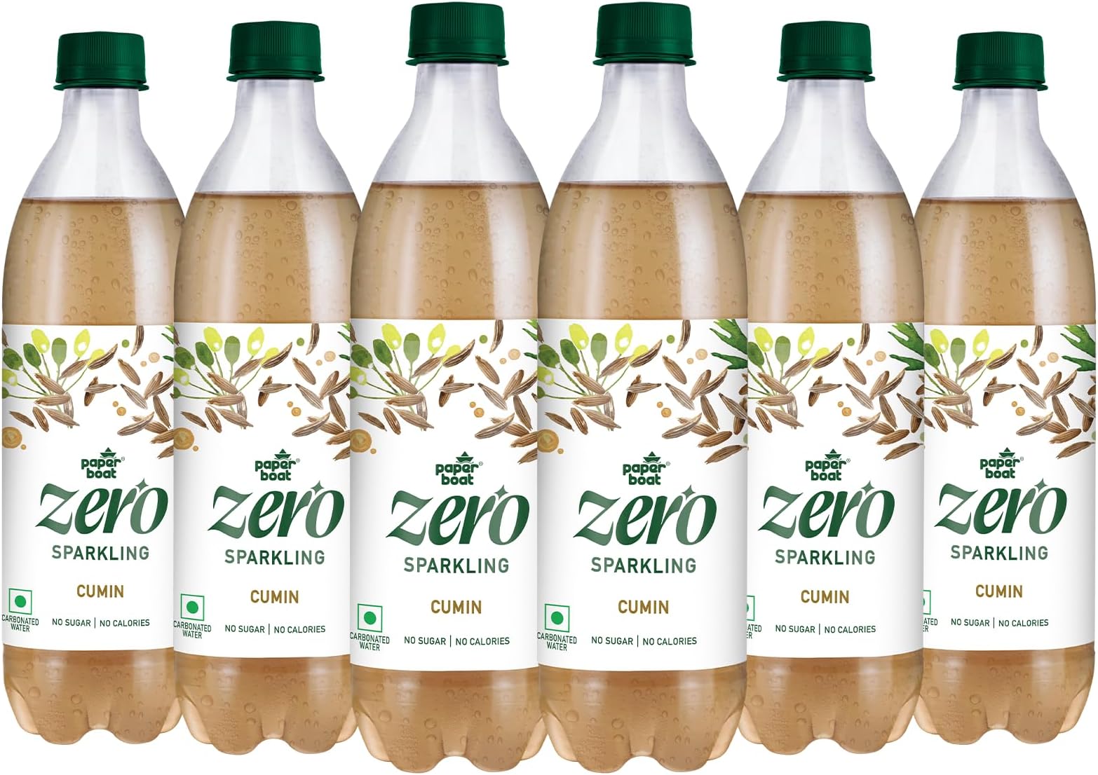 Paper Boat Sparkling Water, Cumin Flavoured Fruit Drink, Sugar Free, Zero Calories, Zero Sugar (Pack of 6, 600ml Each)