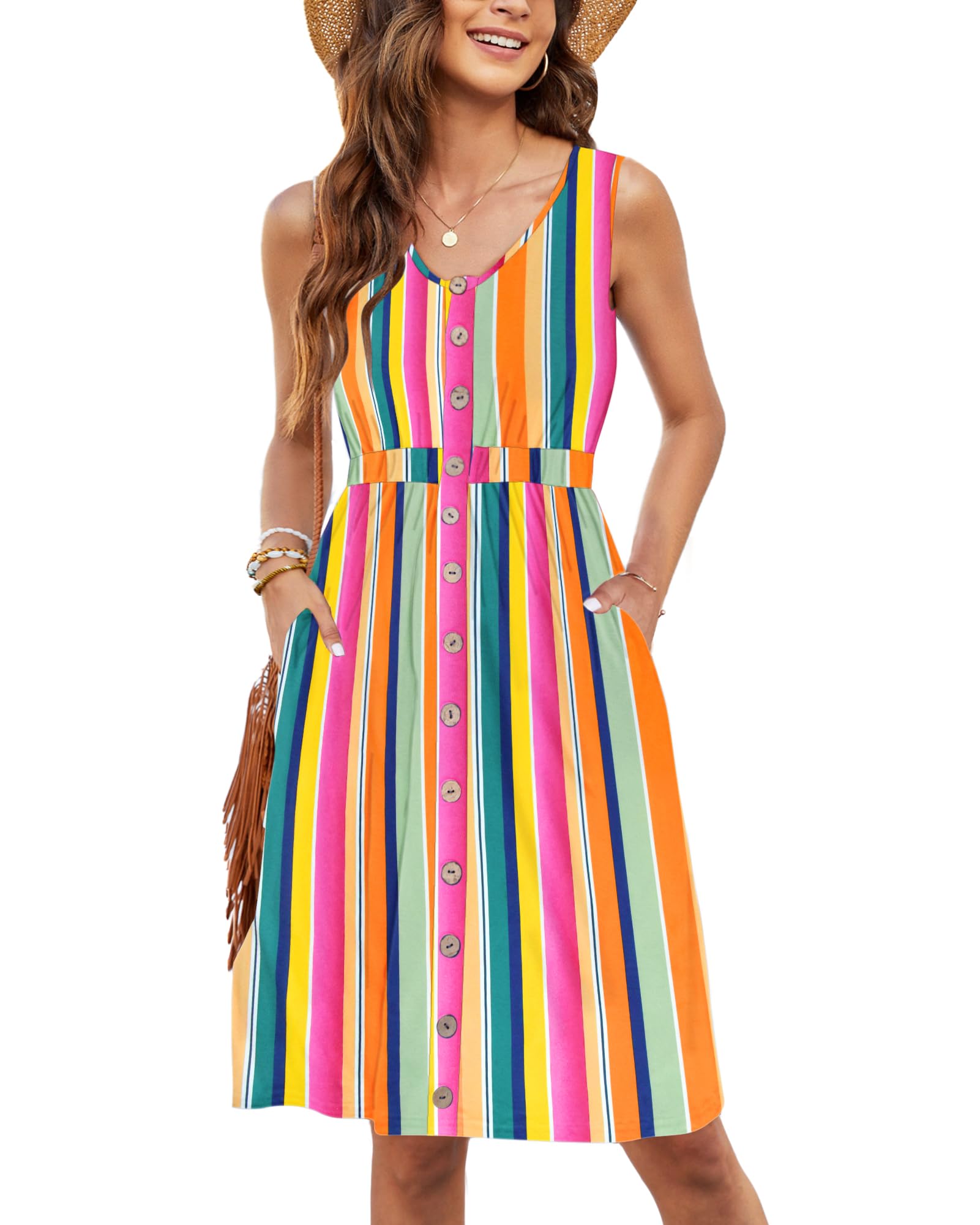 Camilladress Sleeveless Button Down Swing Dress in 4 Colors