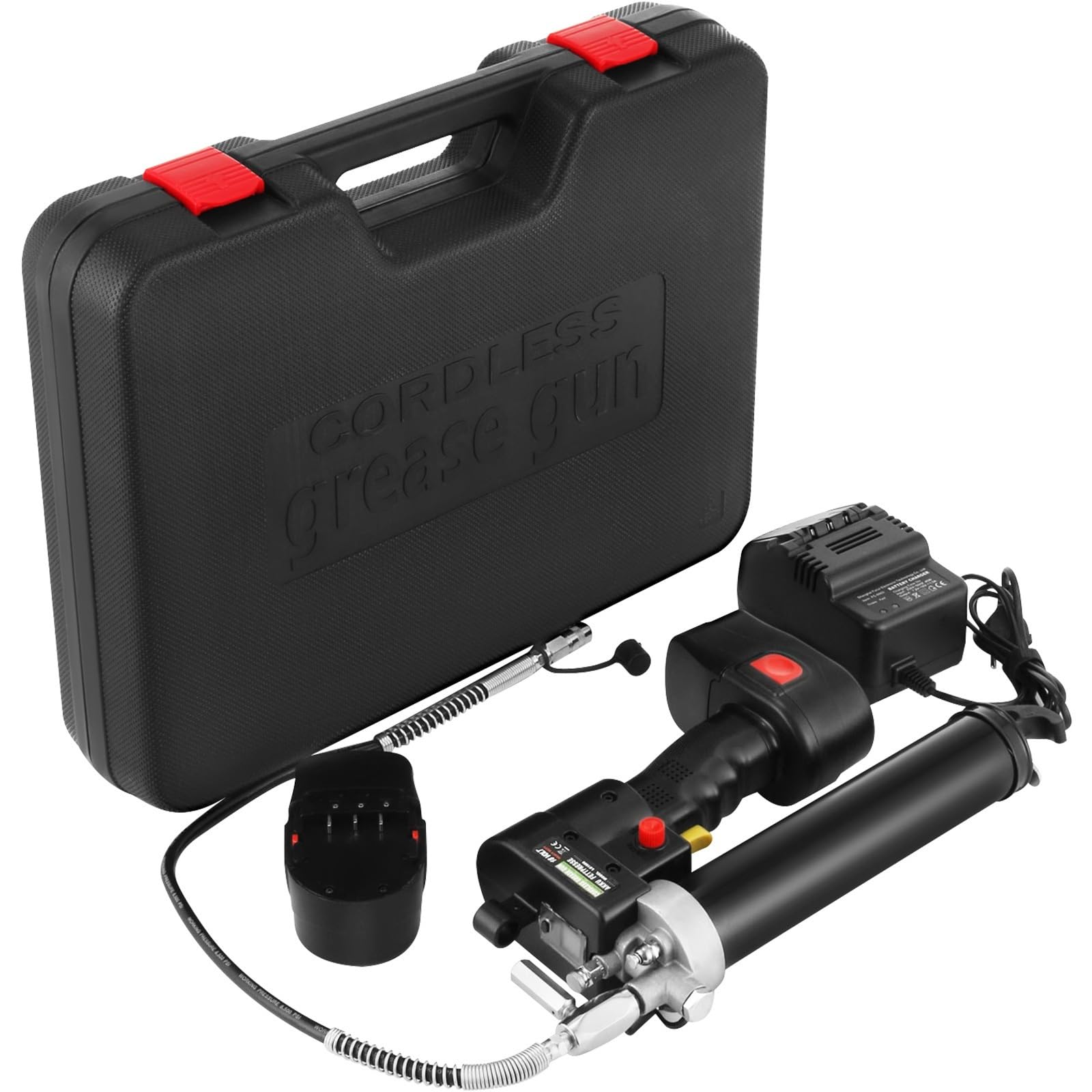 18V Portable Electric Grease Gun 8000/10000PSI Oil-Filling Tool with Digital LCD Lock Button Fully Automatic Syringe Oil(400g Cartridges)