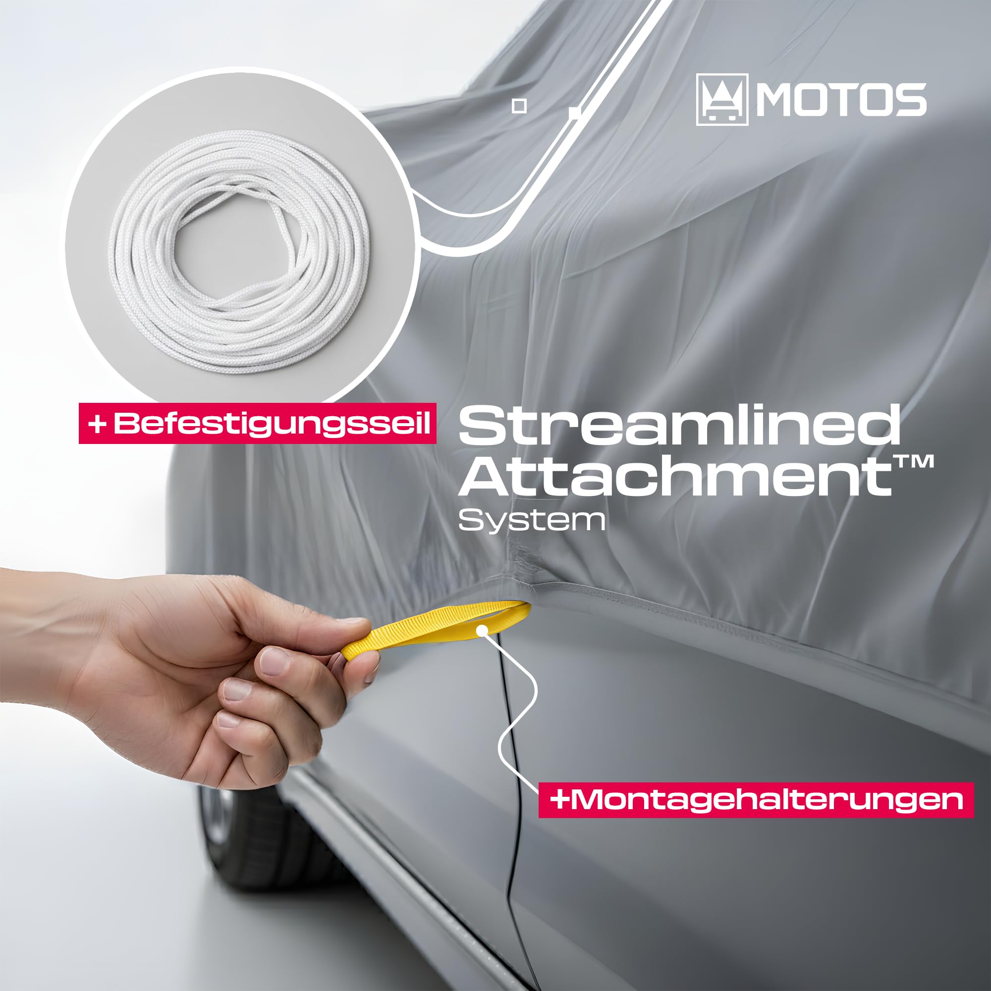 MOTOS Bache Voiture Exterieur Anti-UV Taille L – Bache De Protection Exterieur 470 x 175 x 119 cm, Imperméable, Bache Voiture Résistante pour Toutes Saisons (L)