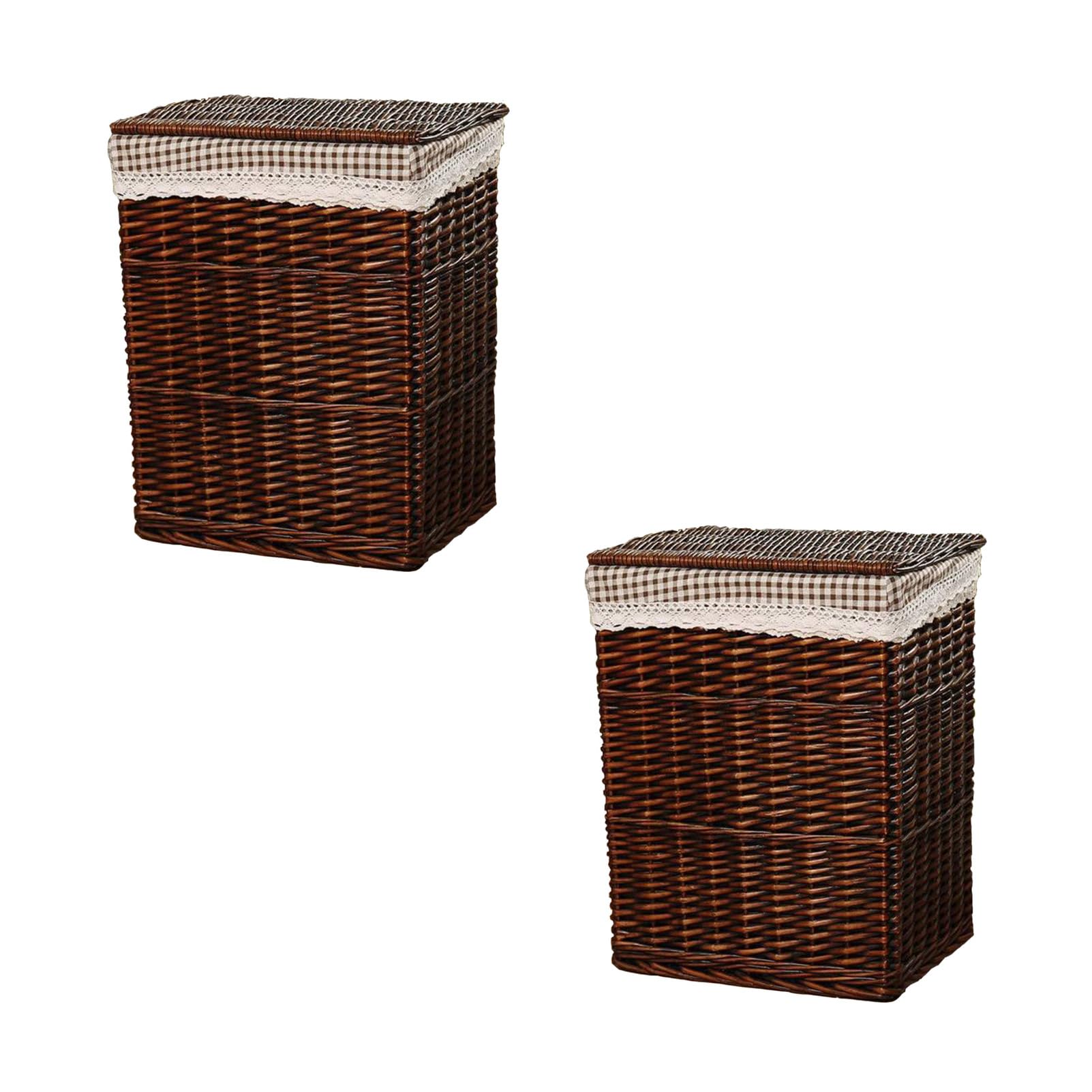 Large Capacity Wicker Dirty Clothes Hamper, Covered Laundry Hamper, Bathroom Dust and Moisture Resistant Clothes Hamper, Children'S Toy Storage Basket