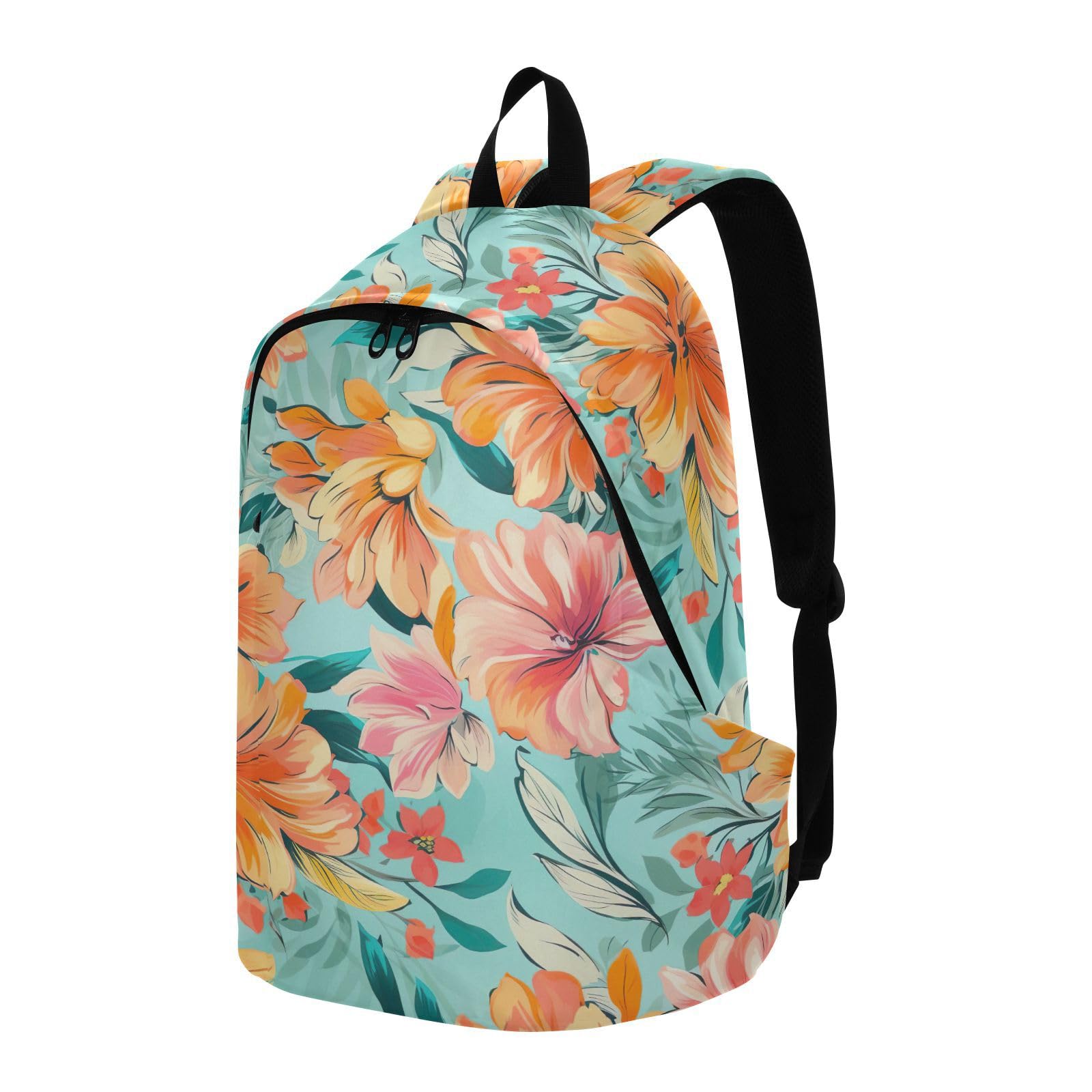 MCHIVER Travel Backpack Leaves Hibiscus Flowers Casual Daypack Backpacks Lightweight Carry on Bag Water Resistant Hiking Backpack for Men Women