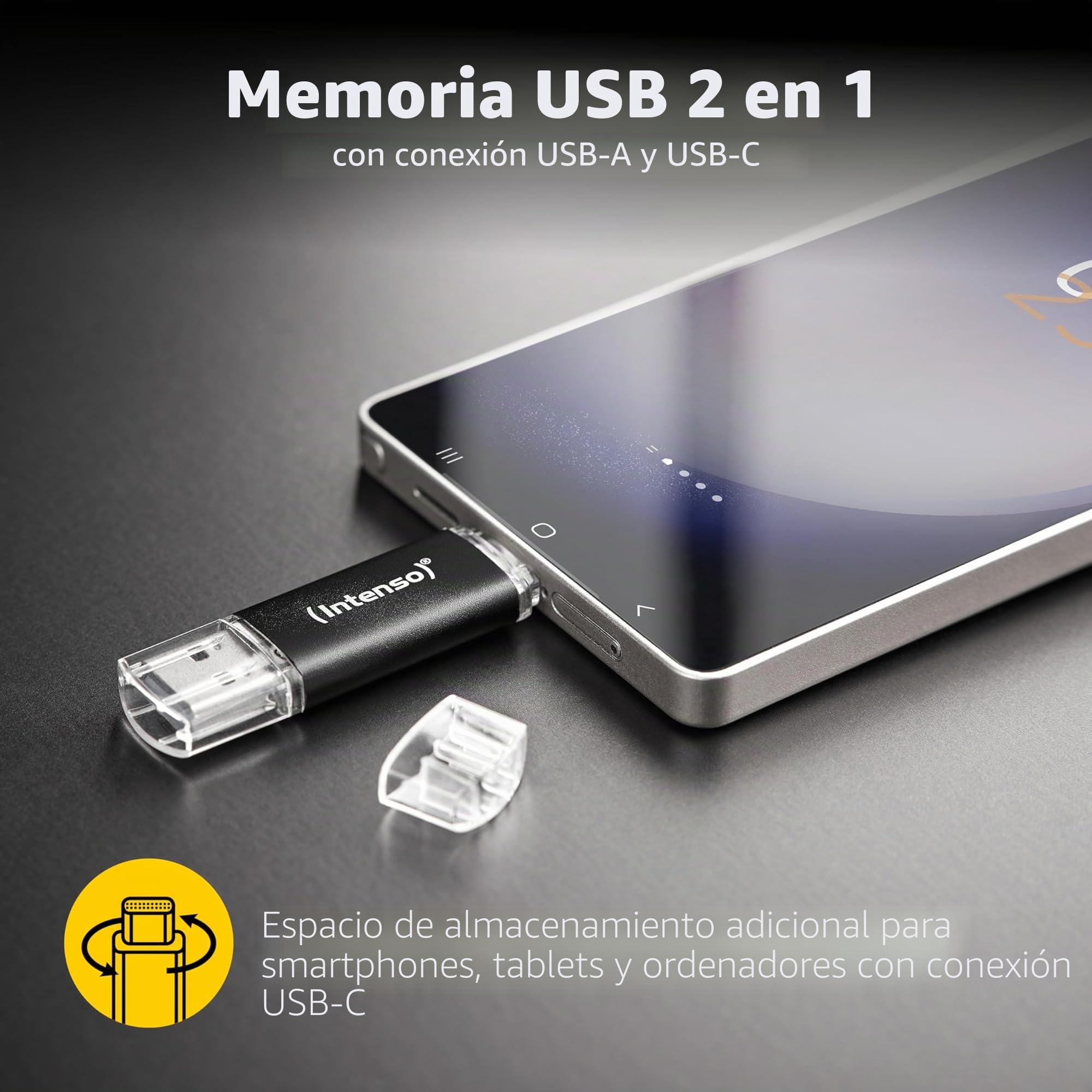 Intenso Twist Line - Memoria USB Doble (512 GB, 3.2 Gen 1x1, USB-C y USB-A, 70 MB/s, Color Antracita)