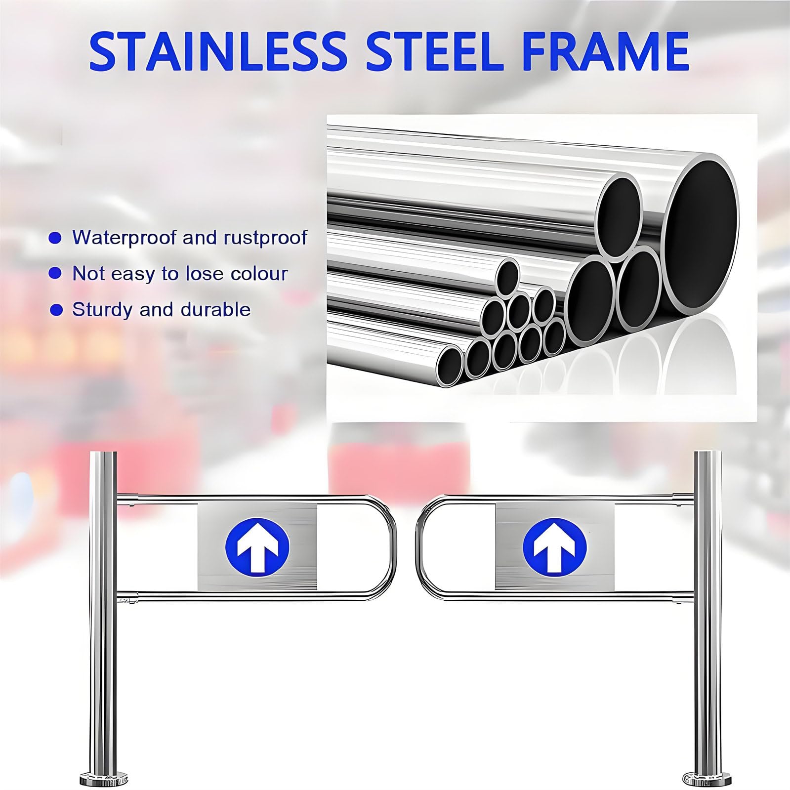 Puerta De Seguridad De Cierre Automático Para Supermercados, Puerta Batiente Metálica Unidireccional, Puerta Doble Para Entrada Y Salida, Barrera De Seguridad Para áreas De Alto Tráfico 200x97cm