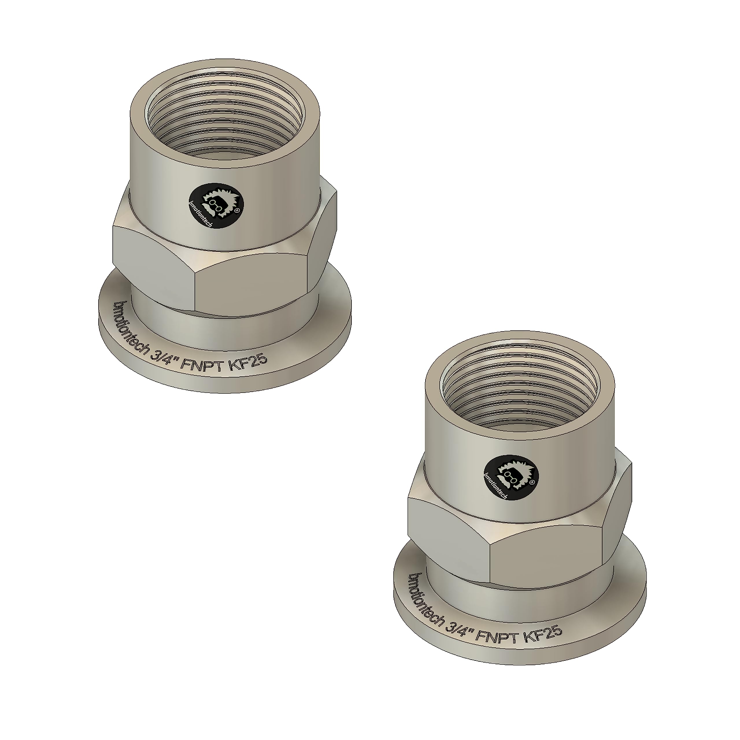 bmotiontech FNPT to KF25 Flange Fitting (ISO-KF KF25 QF25 NW25) US NPT Thread Standard (3/4" FNPT x KF25，Pack of 2 pcs)