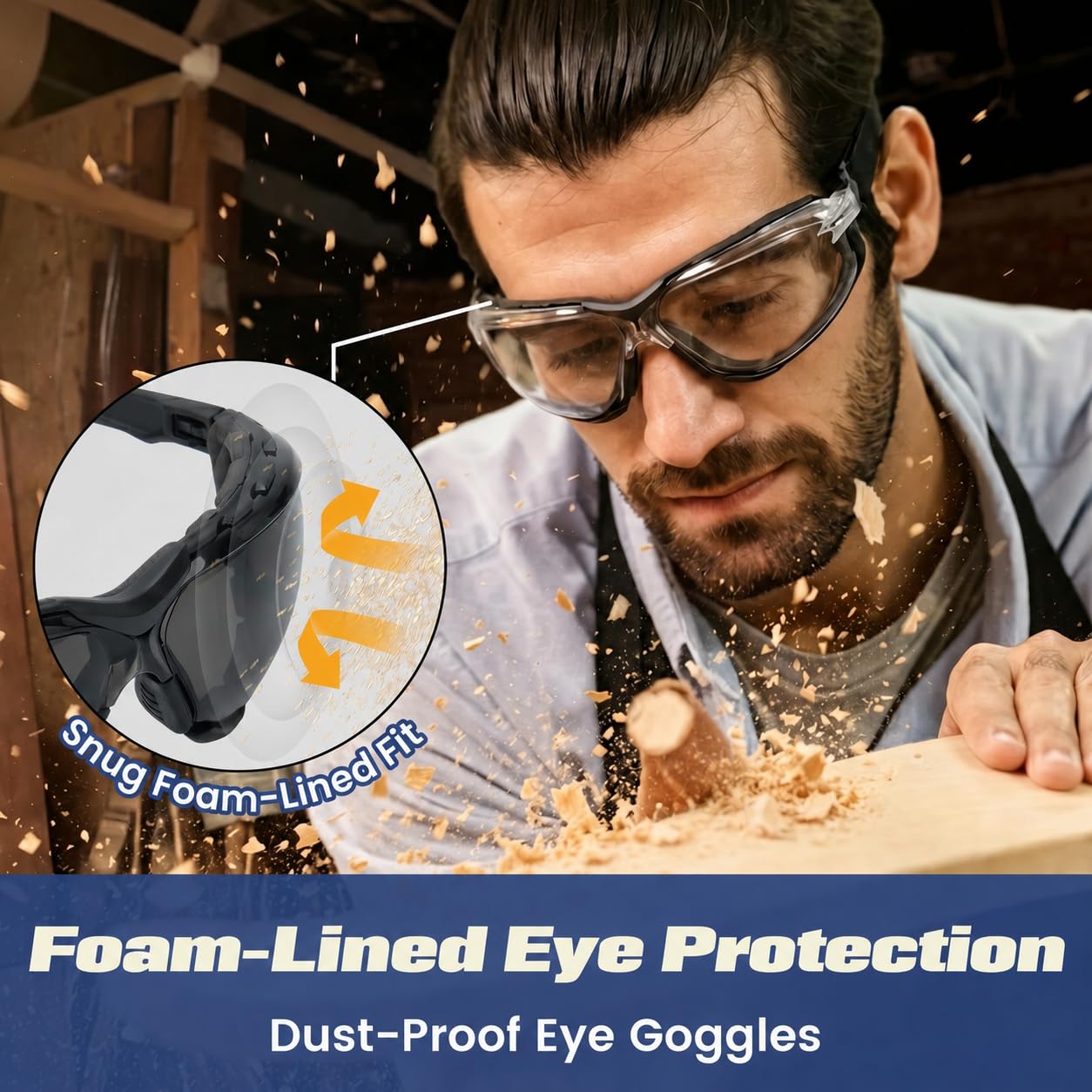 Flaya Foam Lined Safety Glasses Anti-Fog Z87.1 Mowing Goggles with Strap — Amazon image 3