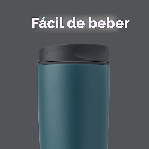 Miniatura 2 de Owala SmoothSip Slider - Vaso de café aislado de acero inoxidable, reutilizable, taza para café helado, taza de viaje para café caliente, sin BPA,