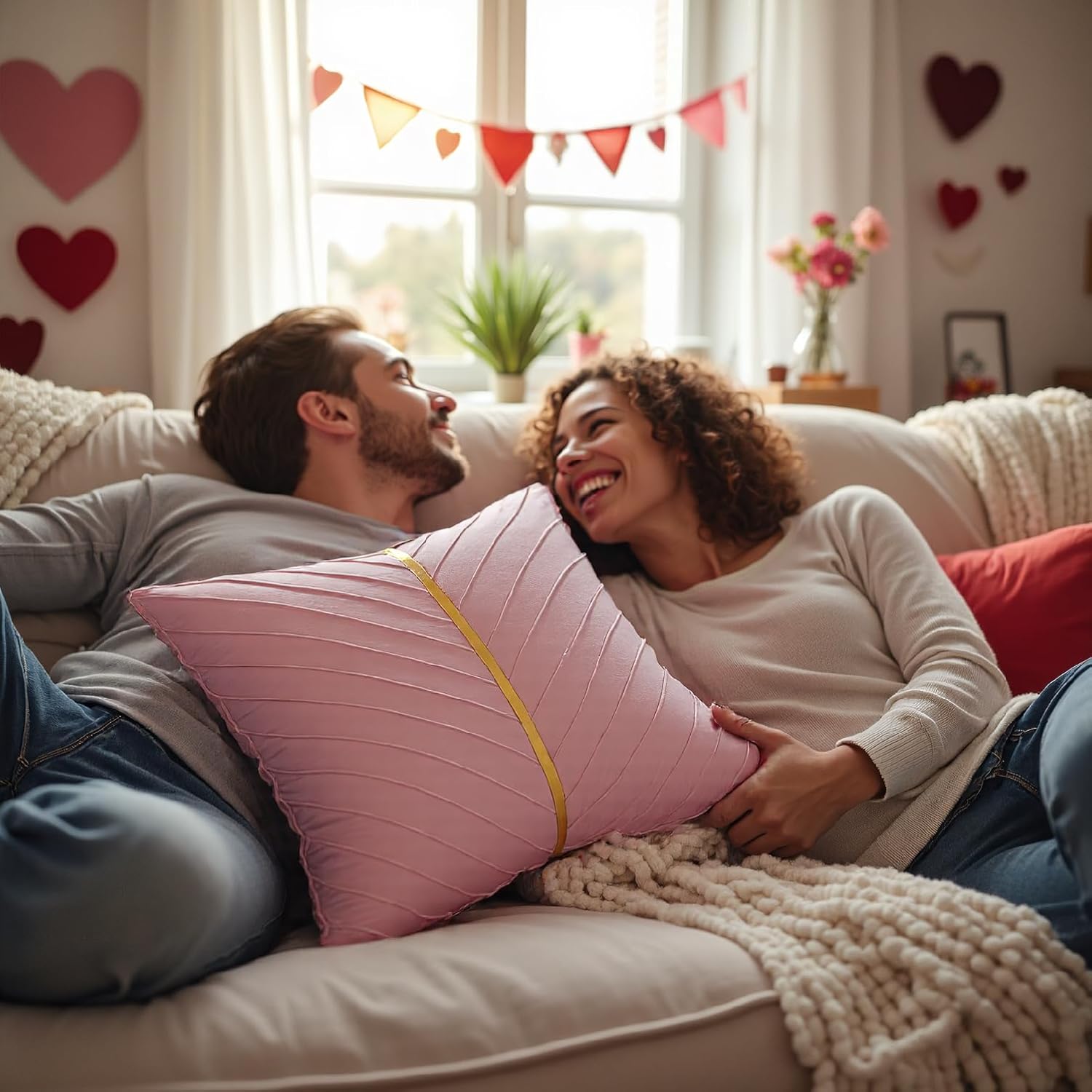 Tosleo Pink Velvet Throw Pillow Covers 18x18 Pack of 2 with Gold Leather Valentine's Day Decor Couch Pillowcases Luxury Modern Pillow Cover Spring Home Decor for Wedding Sofa Bed Living Room - Image 5