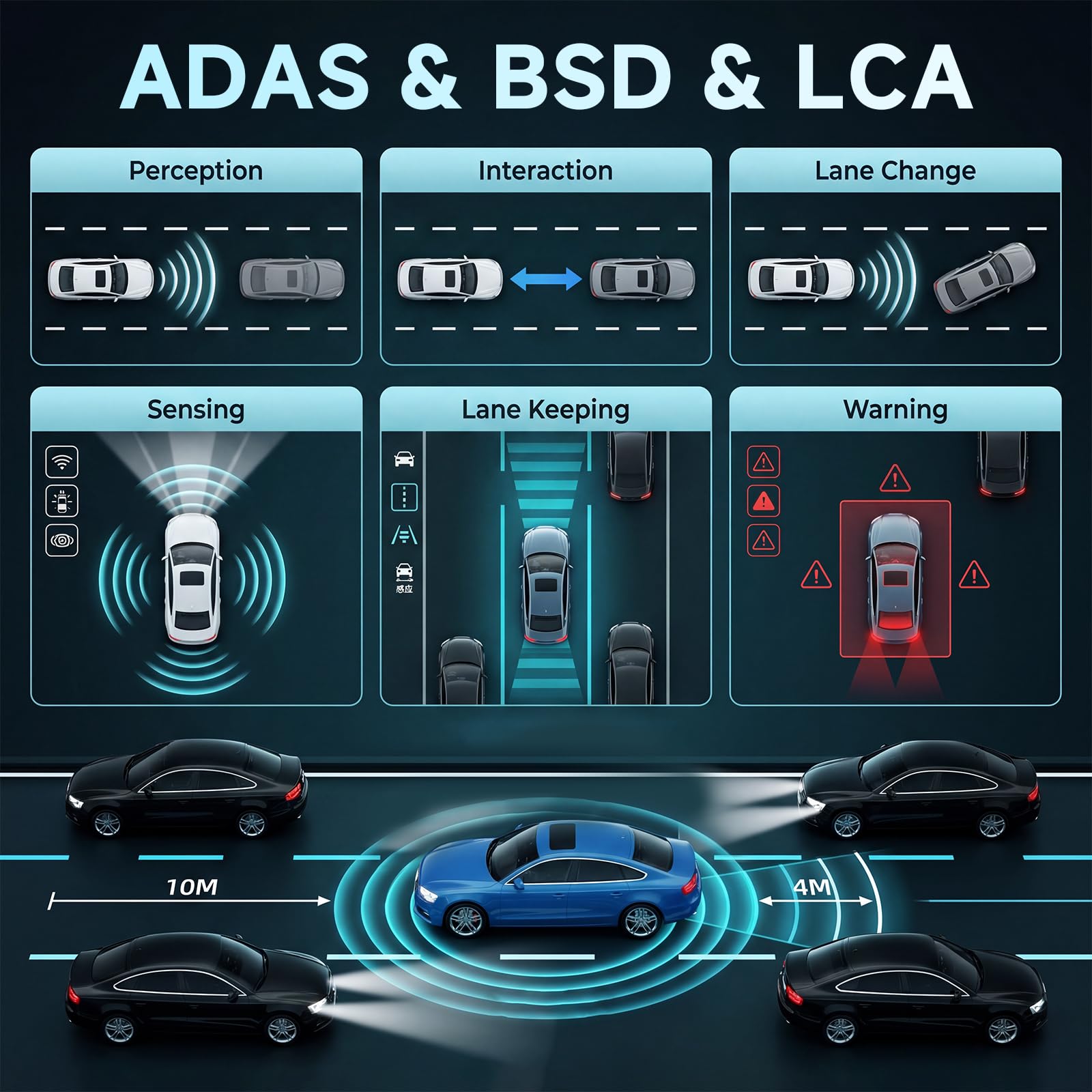 Hodozzy 4K Dashcam Cámara Frontal y Cámara Trasera 2,5K, Pantalla 3,16 Pulgadas, Cámara para Salpicadero de Coche, 5,8GHz WiFi App, ADAS BSD LCA, Sensor G Grabación en Bucle, Monitor en Aparcamiento