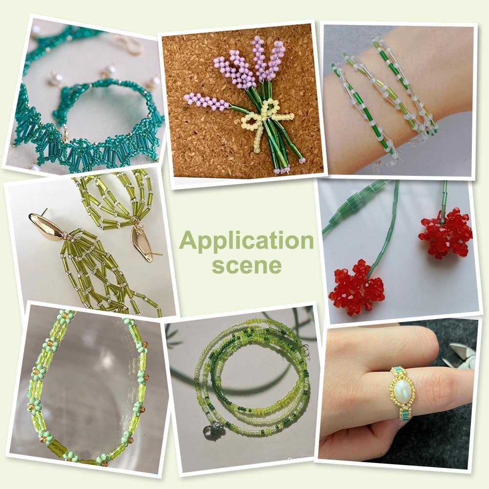 PH PandaHall 6178pcs 15 Colors Green Series Glass Seed Beads 5021pcs 2~4mm Glass Round Beads 1157pcs 4~6x2mm Tube Beads Kit Bugle Beads Loose Spacer Bead for Bracelet Necklace Jewelry Making - Image 6