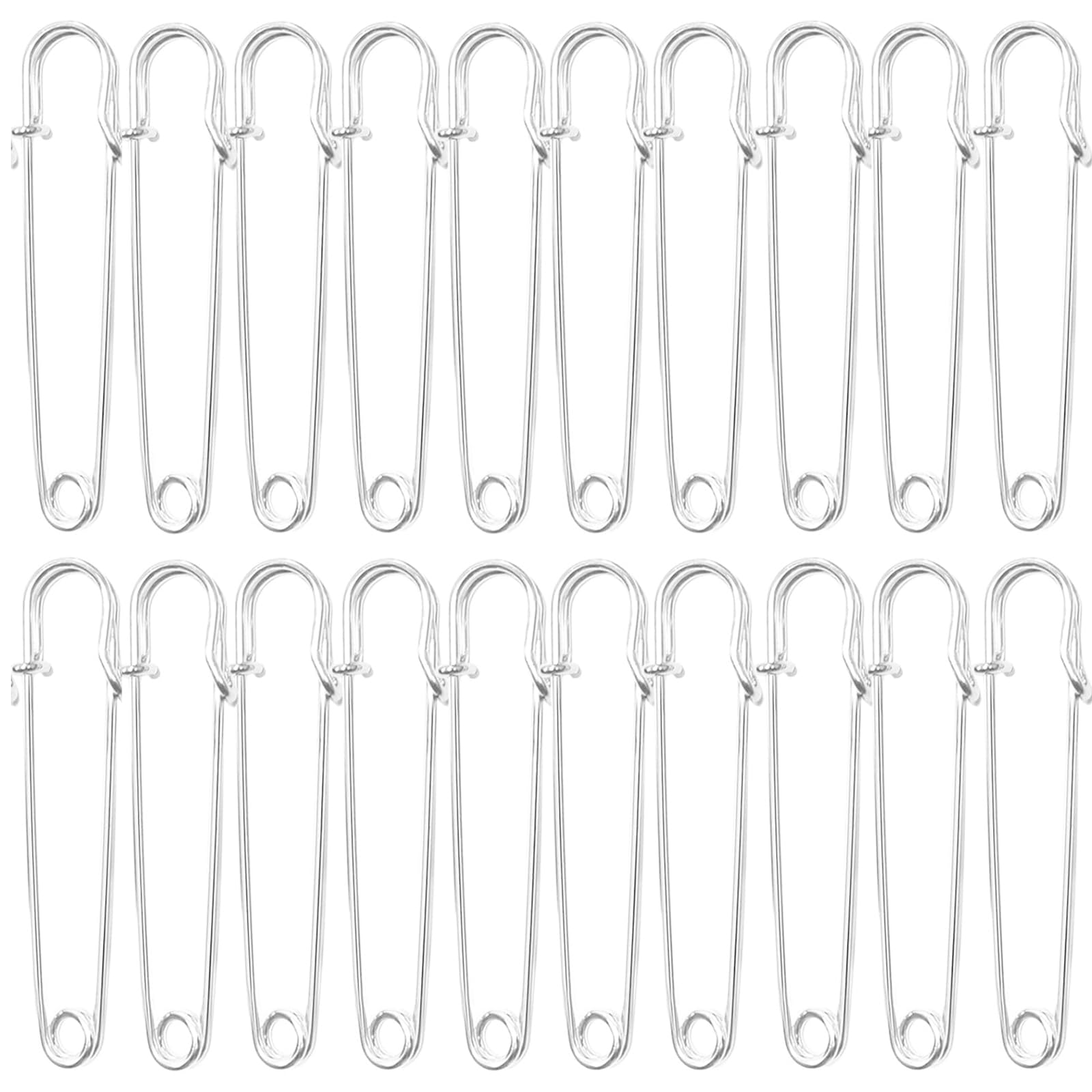 20 pcs Large Safety Pins, 2 Inch (50mm) Heavy Duty Kilt Pin, Extra Large Stainless Steel Nappy Pins Strong Safety Lock for Jewelry, Crafts, Arts, Clothes and Brooch Making
