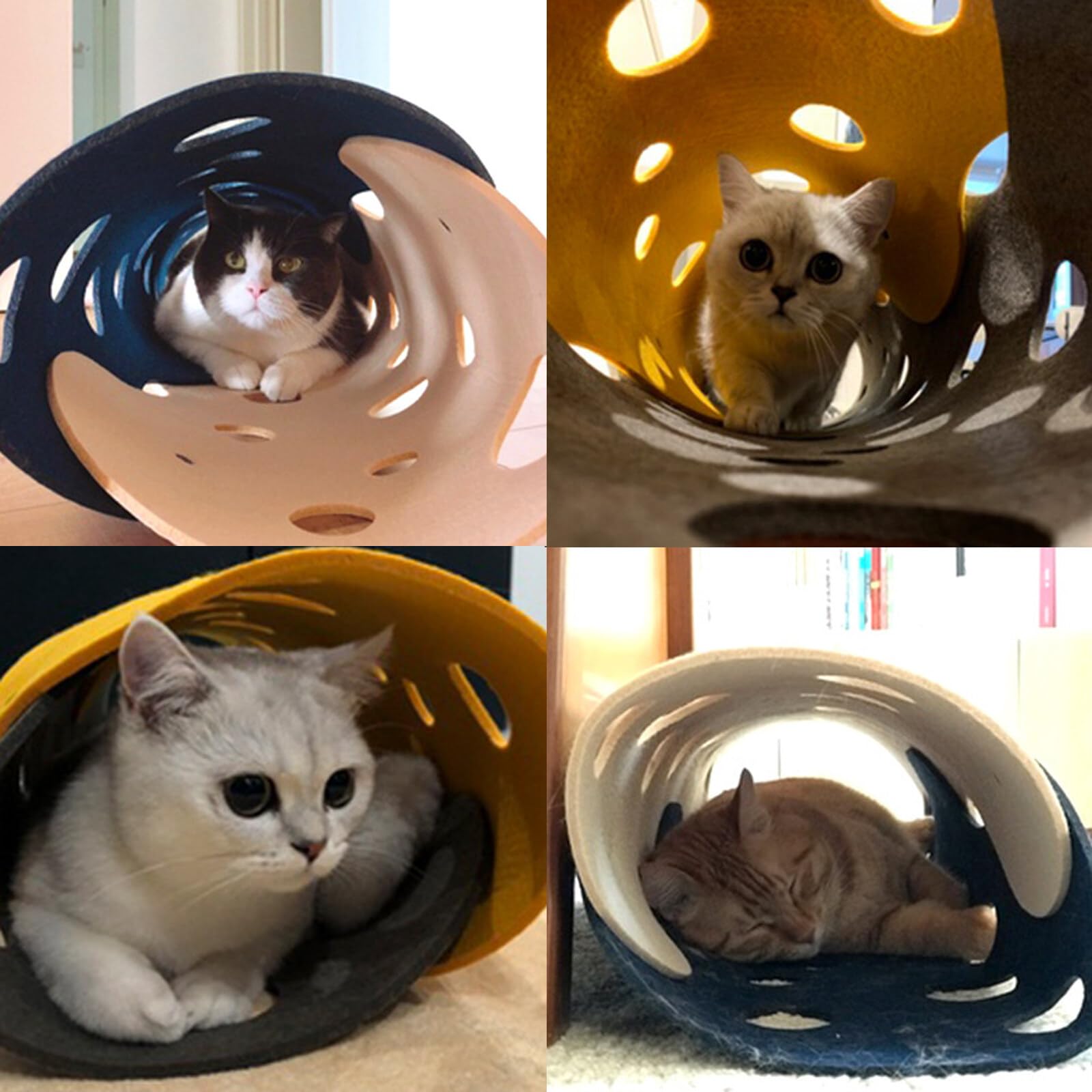 NCONCO 2 Pcs DIY Cat Tunnels Toy,Collapsible Cat Tube Toys Play Tunnel Detachable Washable Felt Cat Litter Pet Supplies for Kittens Rabbits Hamsters and Small Animals - Image 3