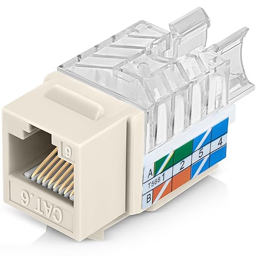 Miniatura 44 de Everest - Paquete de 50 conectores Keystone RJ45 Cat6 en ángulo de 45°, color negro, conectores RJ45 hembra de perfil delgado, conector Keystone Cat