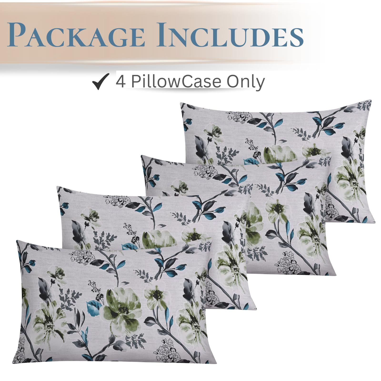EverSoft Bedding Pack of 4 Pillowcases 50x75cm Soft Pillow Cases, Wrinkle Free Easy Care Pillow Covers - Image 2