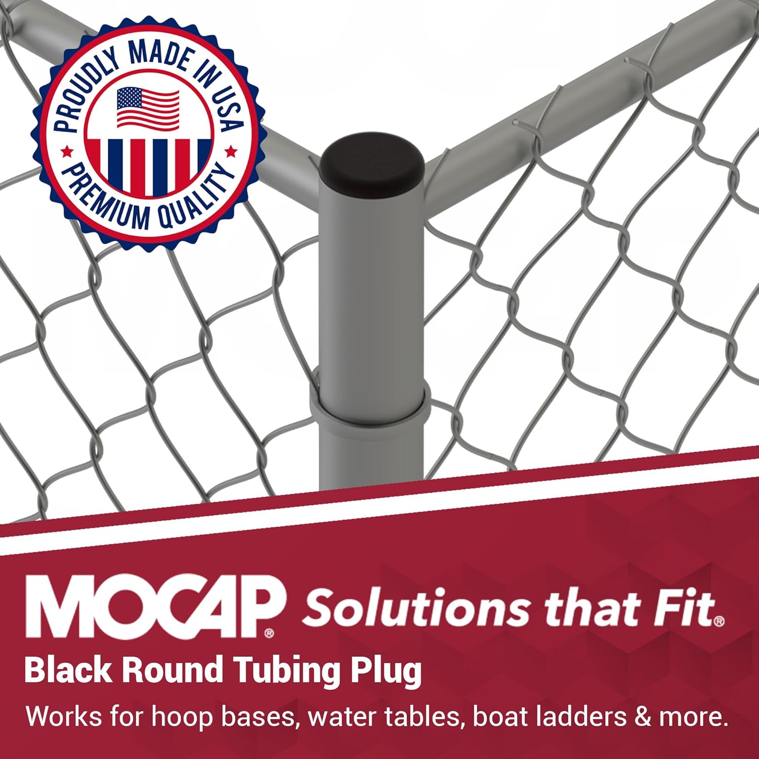 Plugs for Round Tubes - Round Tubing Plug - for 1.750" (1-3/4") Tubes - Tube Wall: .035-.083" (20-14ga) - Flat - Black LDPE RN1.75CBK1 (qty16)