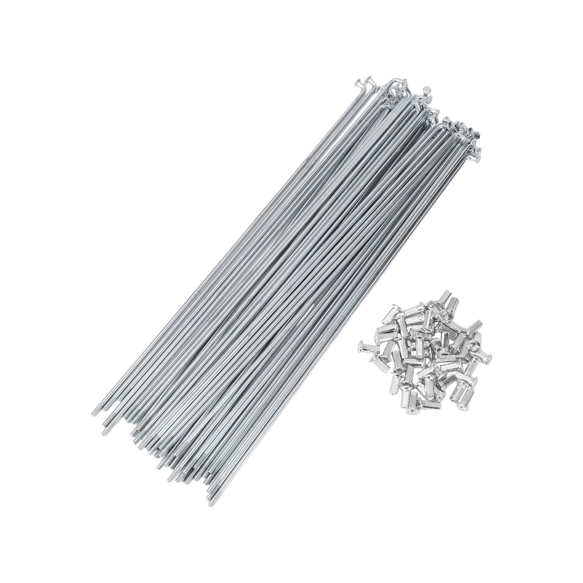 X AUTOHAUX 48 Set 10G Bicycle Spokes 280mm Bike Wheel Spokes Carbon Steel Galvanized Silver Tone
