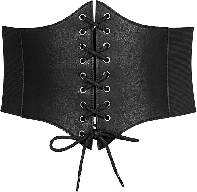 WERFORU Damski pasek Tied Waspie, szeroki pasek sznurowany, gorset, elastyczny pasek w talii