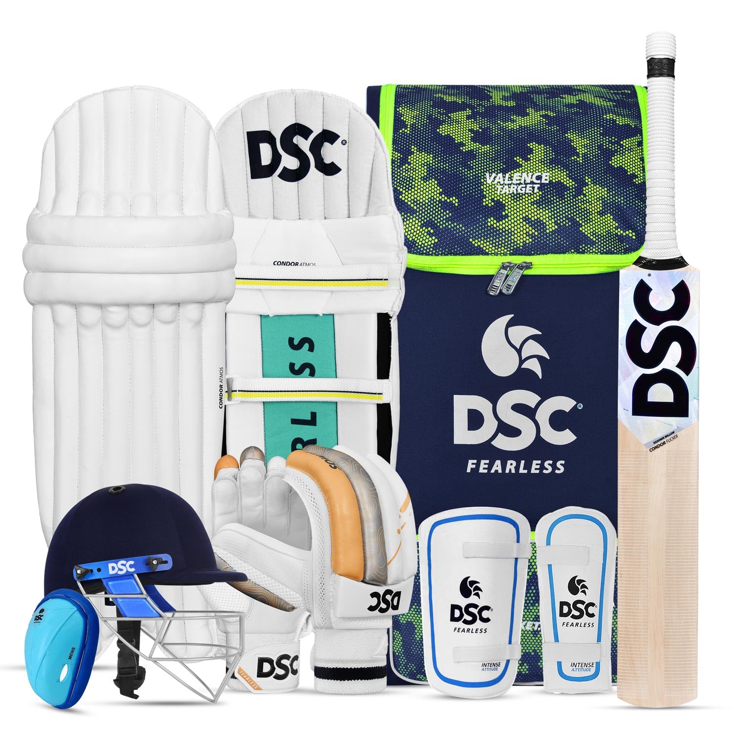DSCPremium Kashmir Willow Cricket Kit with Helmet, Size-Mens, Left Hand