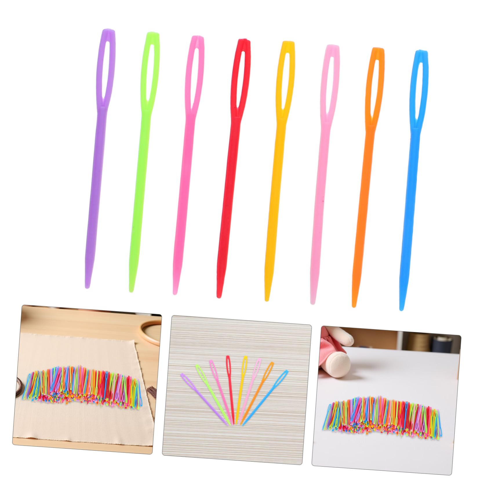 Mipcase 2000 piezas Agujas de Coser de Plástico Coloridas Ojo Grande Punta Roma para Hilo y Tapiz para Manualidades y Costura Segura con Lana