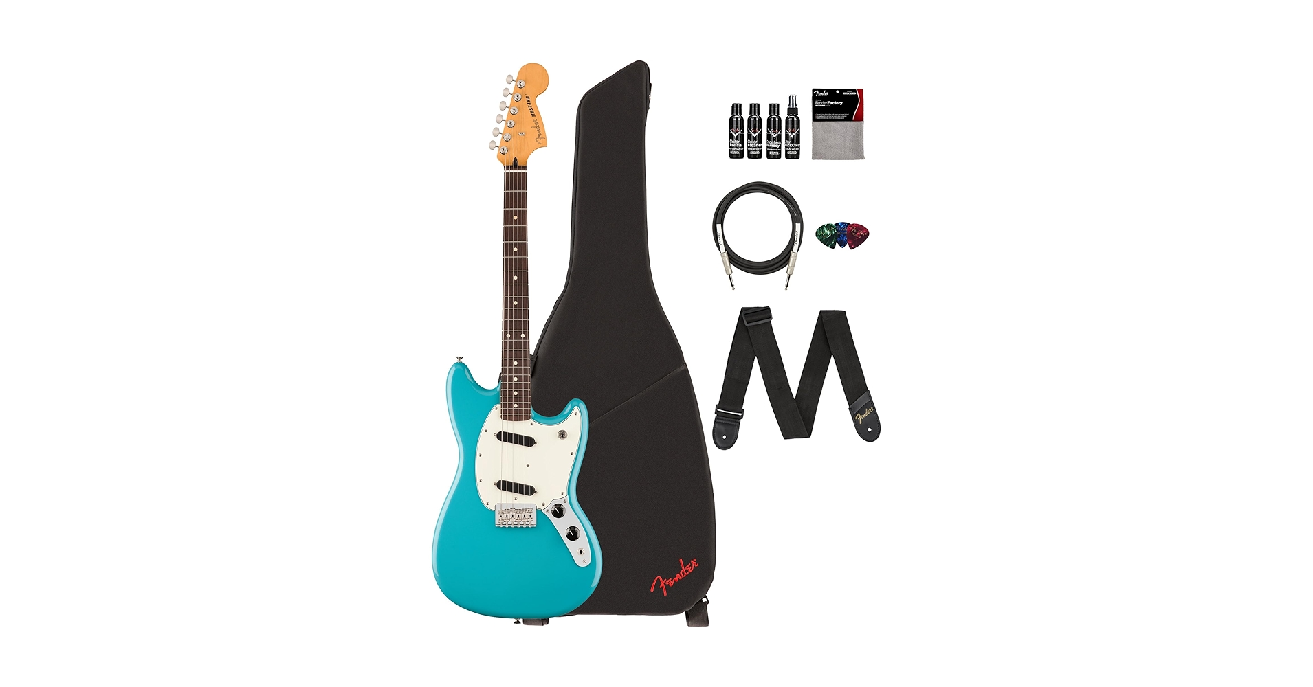 Fender Mustang Floor 専用Gig Bag付き Amazon.com: Fender Player II Mustang - Aquatone Blue Bundle