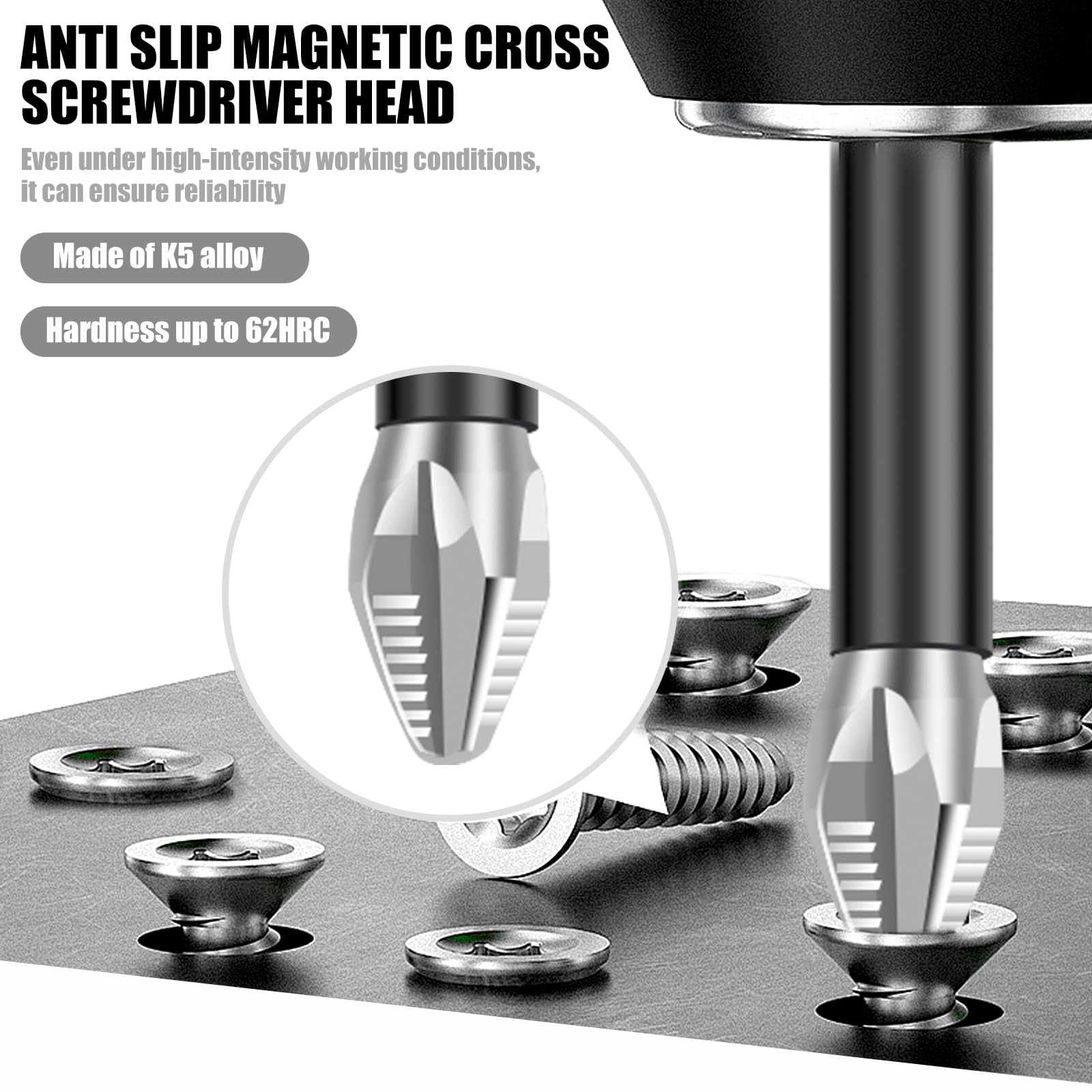 24 punte per cacciavite a percussione in lega con denti antiscivolo Phillips Set di punte magnetiche lunghe per trapano magnetico Set di punte per trapano elettrico 25+50+65+70+90+150mm