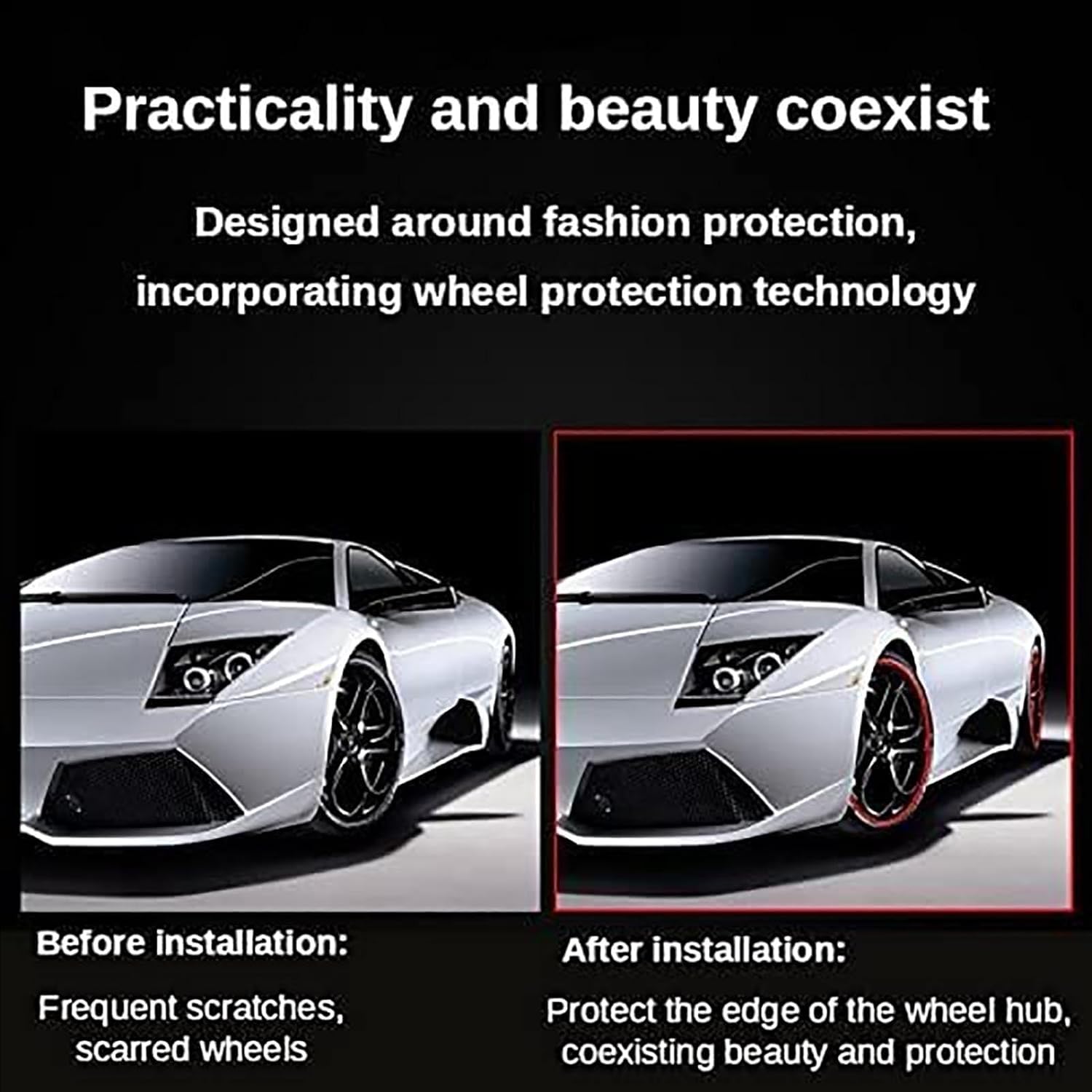 Alloy Wheel Protector Rim, 16-20In Universal Tire Guard, 4Pcs Anti-Scratch Rim Protectors, Durable Tire Protection Rings, Wheel Edge Decorative Strip for Enhanced Car Style