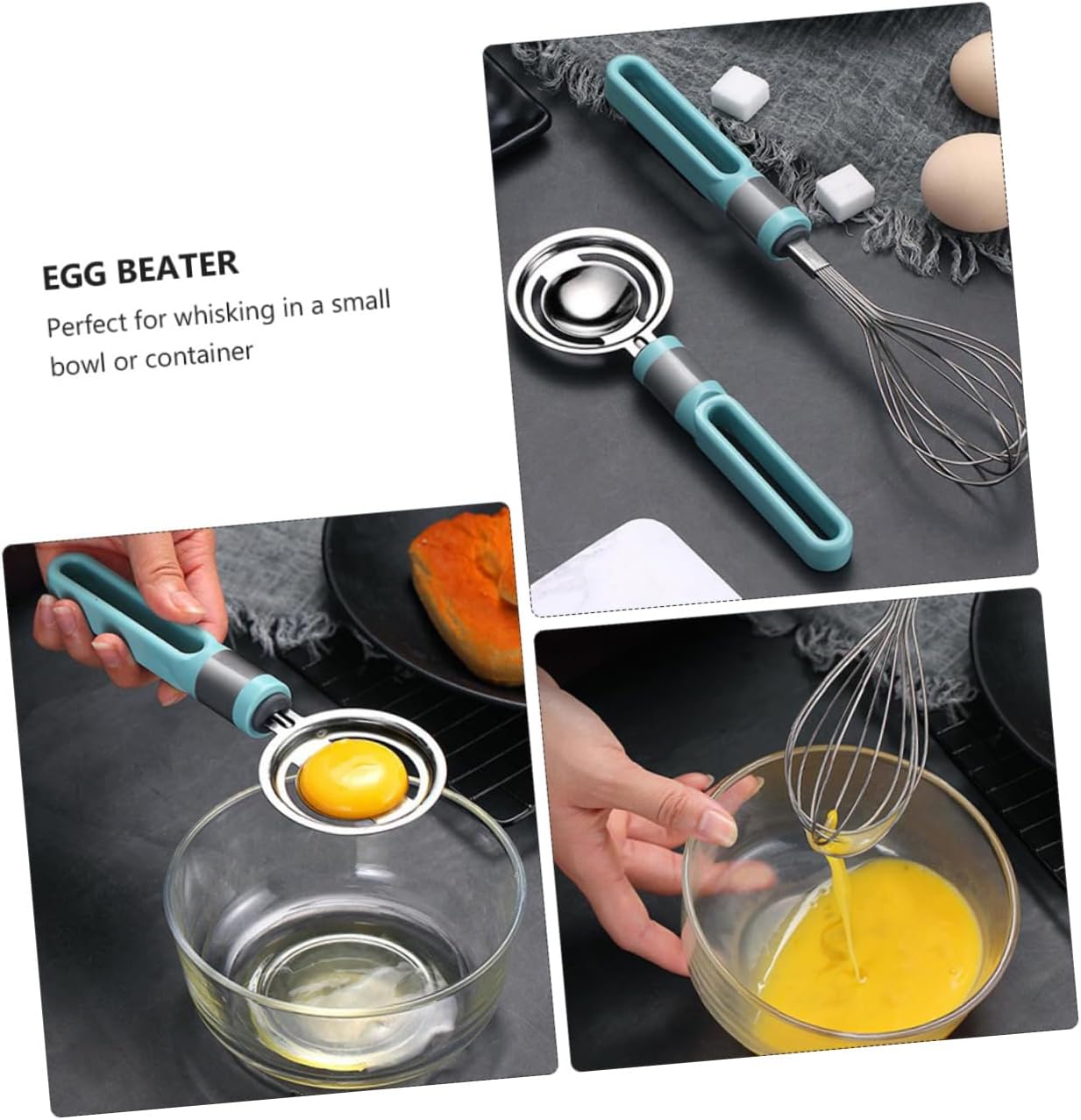 GLEAVI 4pcs Stainless Steel Egg Beater Whisk Blender Multi-function Cooking Tool Dishwasher Safe for Baking Mixing and Whisking