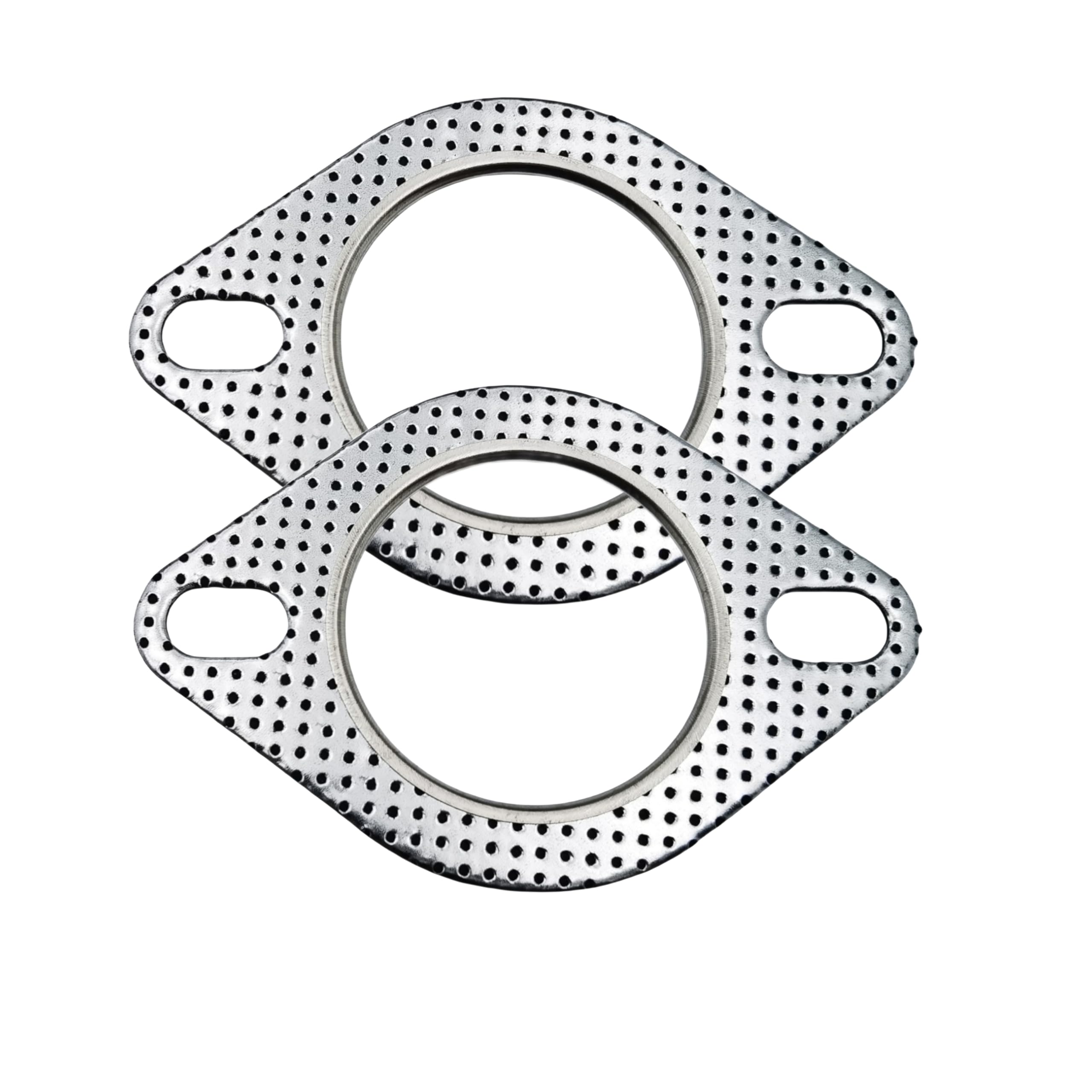 2-Pack Exhaust Flange Gaskets Durable Flat Muffler Donut Seal Rings, Automotive Exhaust Gaskets with 2-Bolt Holes (2.25inches)