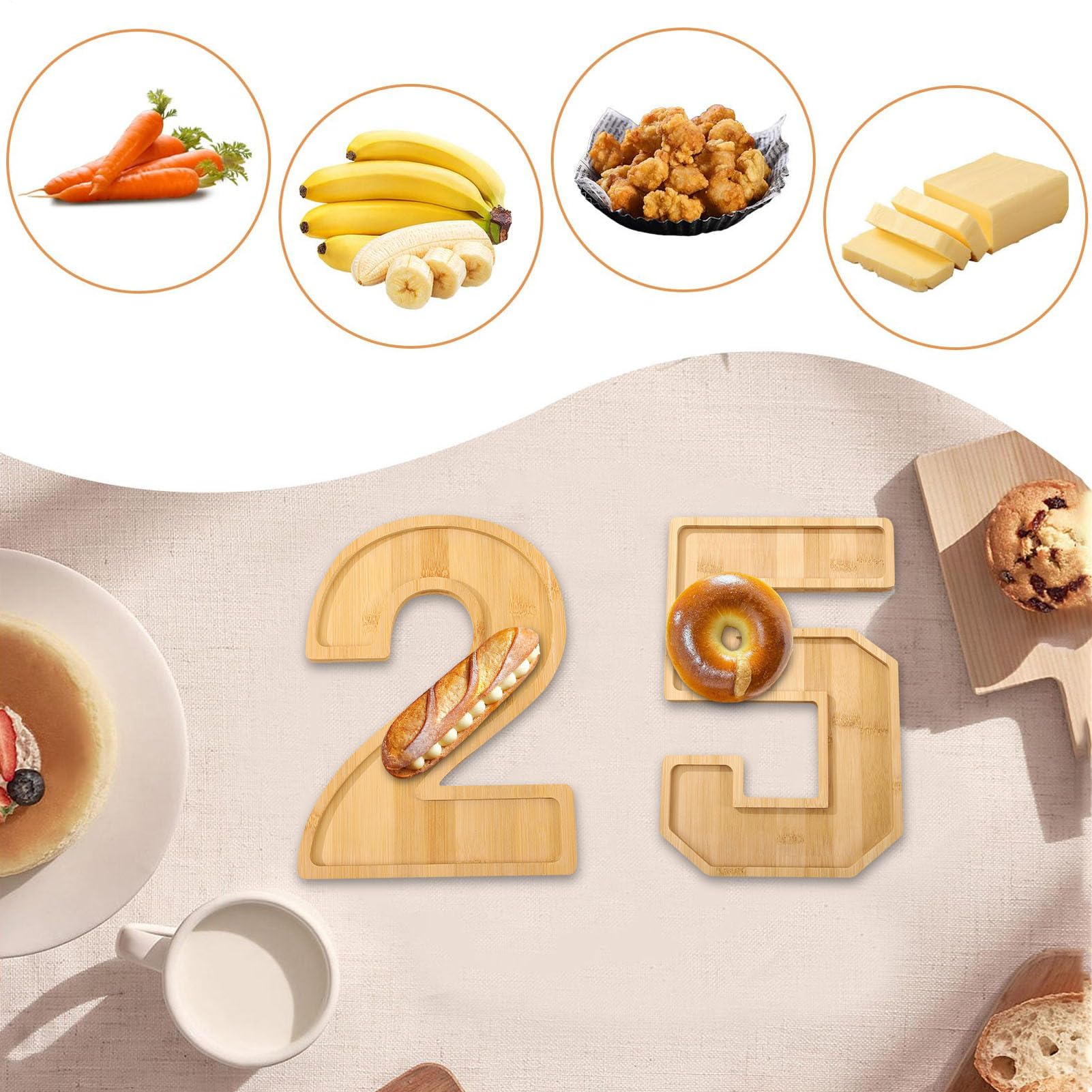 4 Letras De Madera Para Charcutería, Ecológicas, Naturales, Tablas De  Embutidos De Madera Para Frutas, Queso,, image size:1601x1601