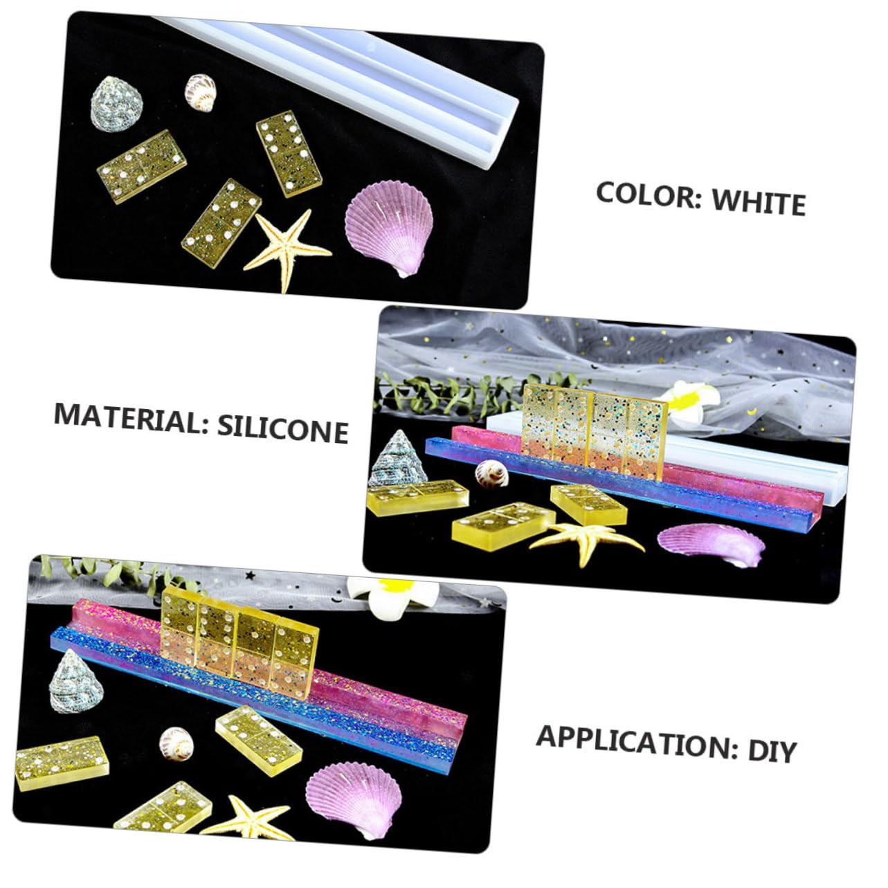 10 Pezzi Stampo Silicone per Supporto Domino Fai da Te Mold per Resina Epoxy Riutilizzabile Flessibile e Antiadherente per Artigianato Creativo