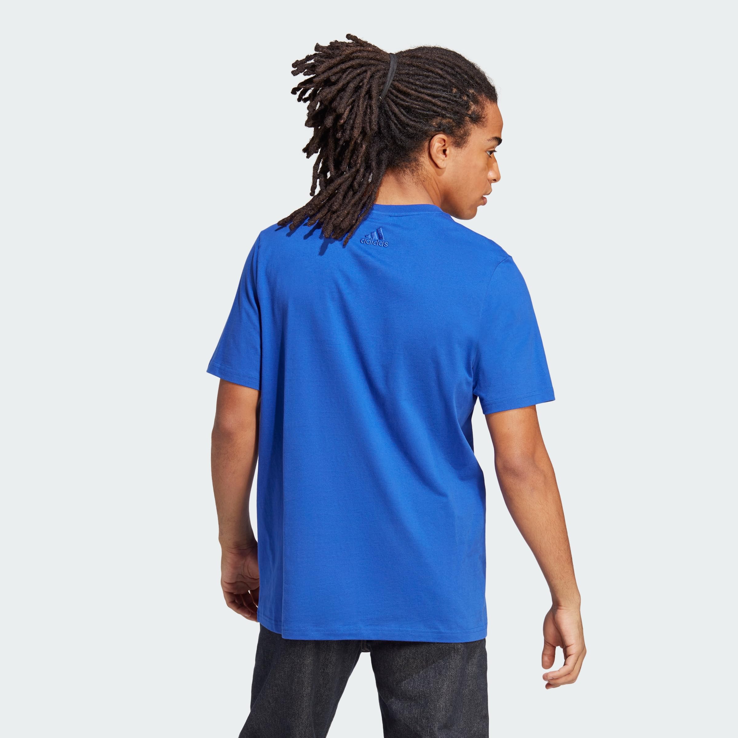 adidas Essentials Single Jersey Big Logo T-Shirt, Semi Lucid Blue, L Uomo