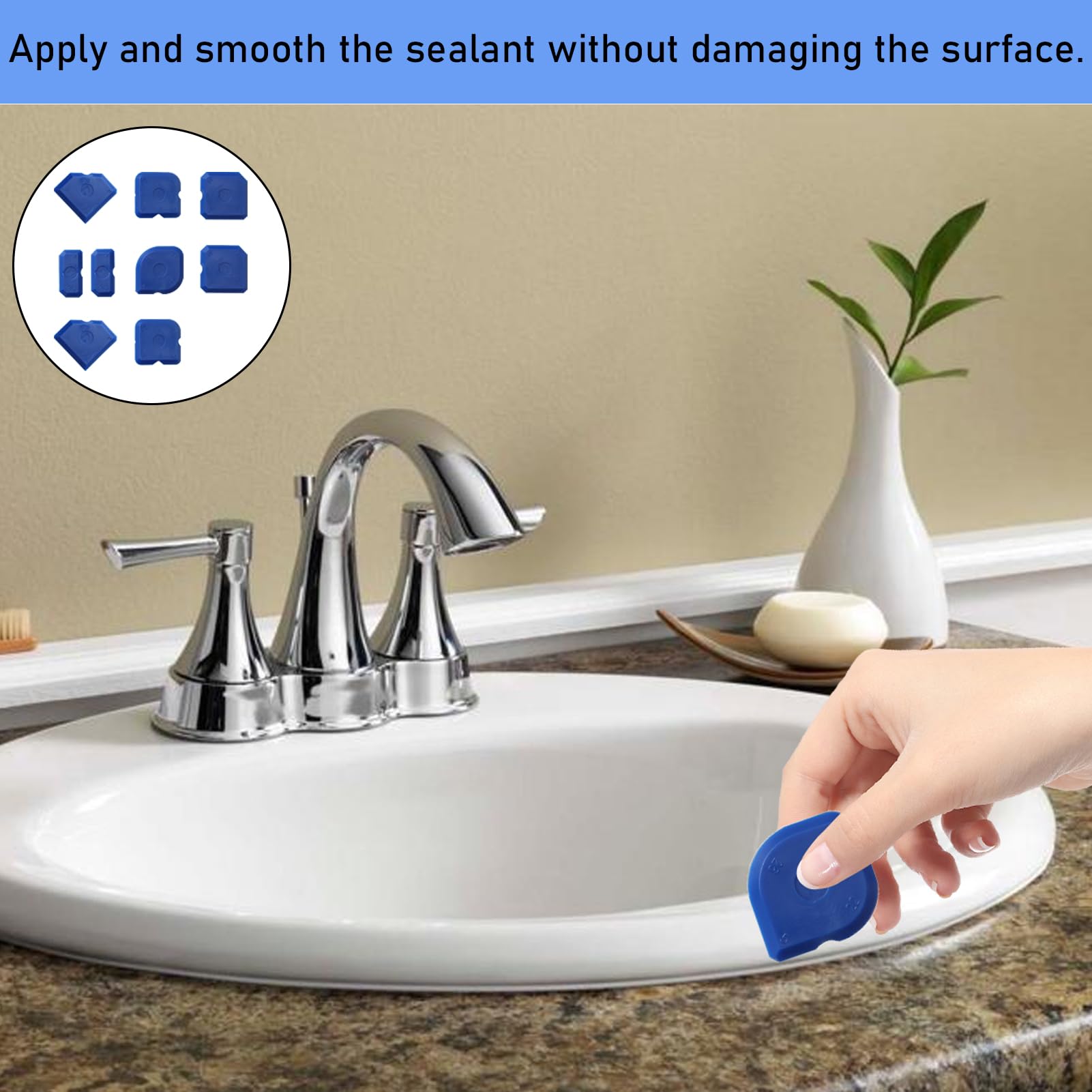 Professional Blue Silicone Sealant Smoothing Tool Kit - Reusable Caulking Set for Kitchens Bathrooms and DIY Projects - Image 4