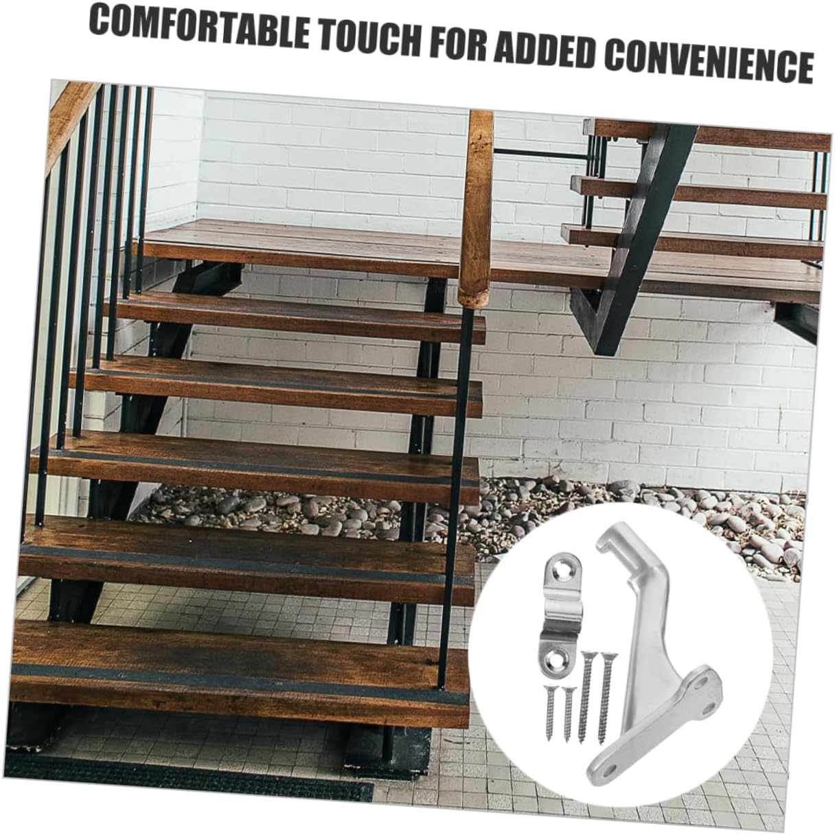 3sets Stair Railing Brackets Indoor Handrail Mounting Brackets for Secure Installation Sleek Design Easy to Install and Stable Support for Stair Railings