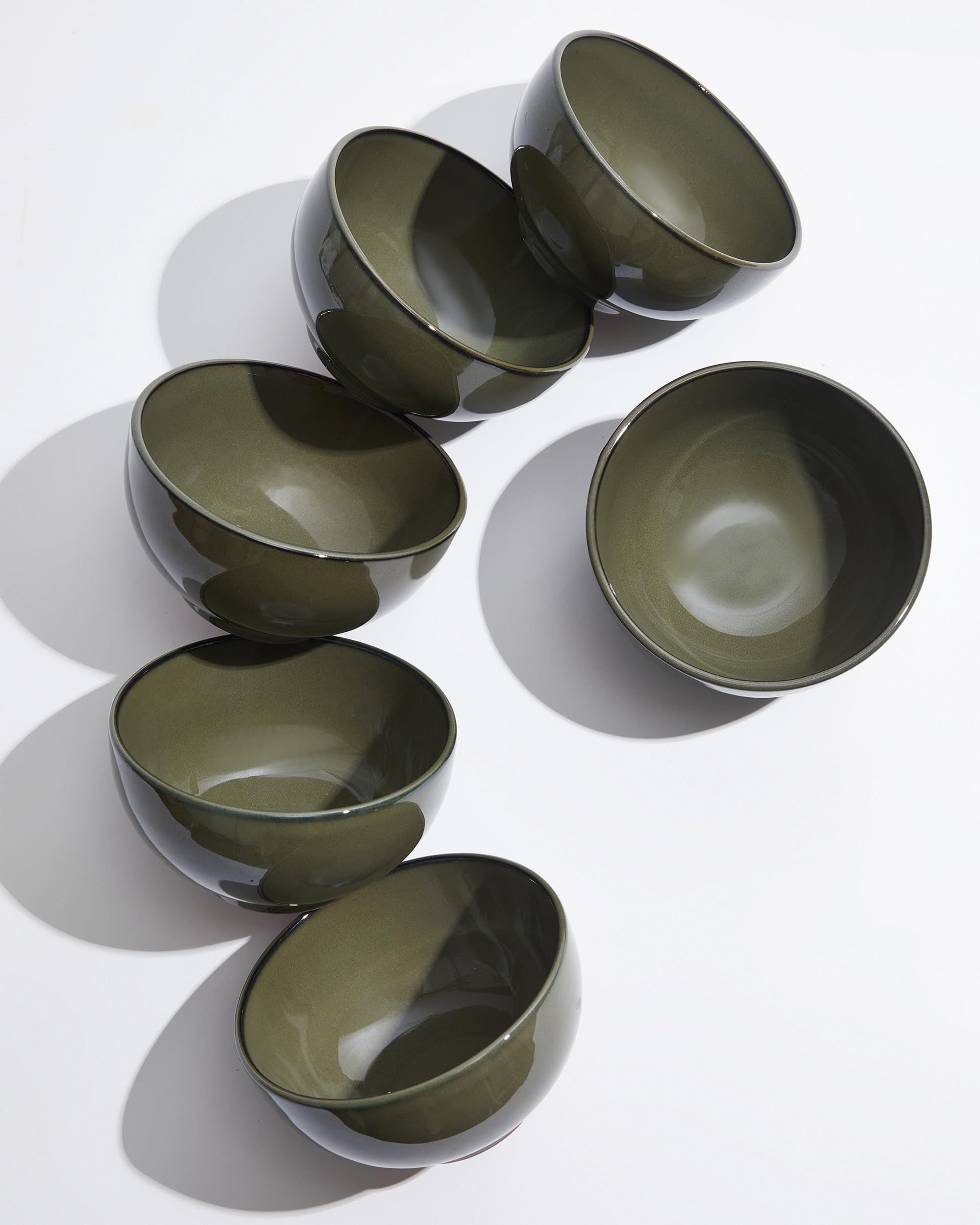 Pokini 5.3 inch Stoneware Cereal Bowls Set of 6, 22 Oz Soup Bowls Set