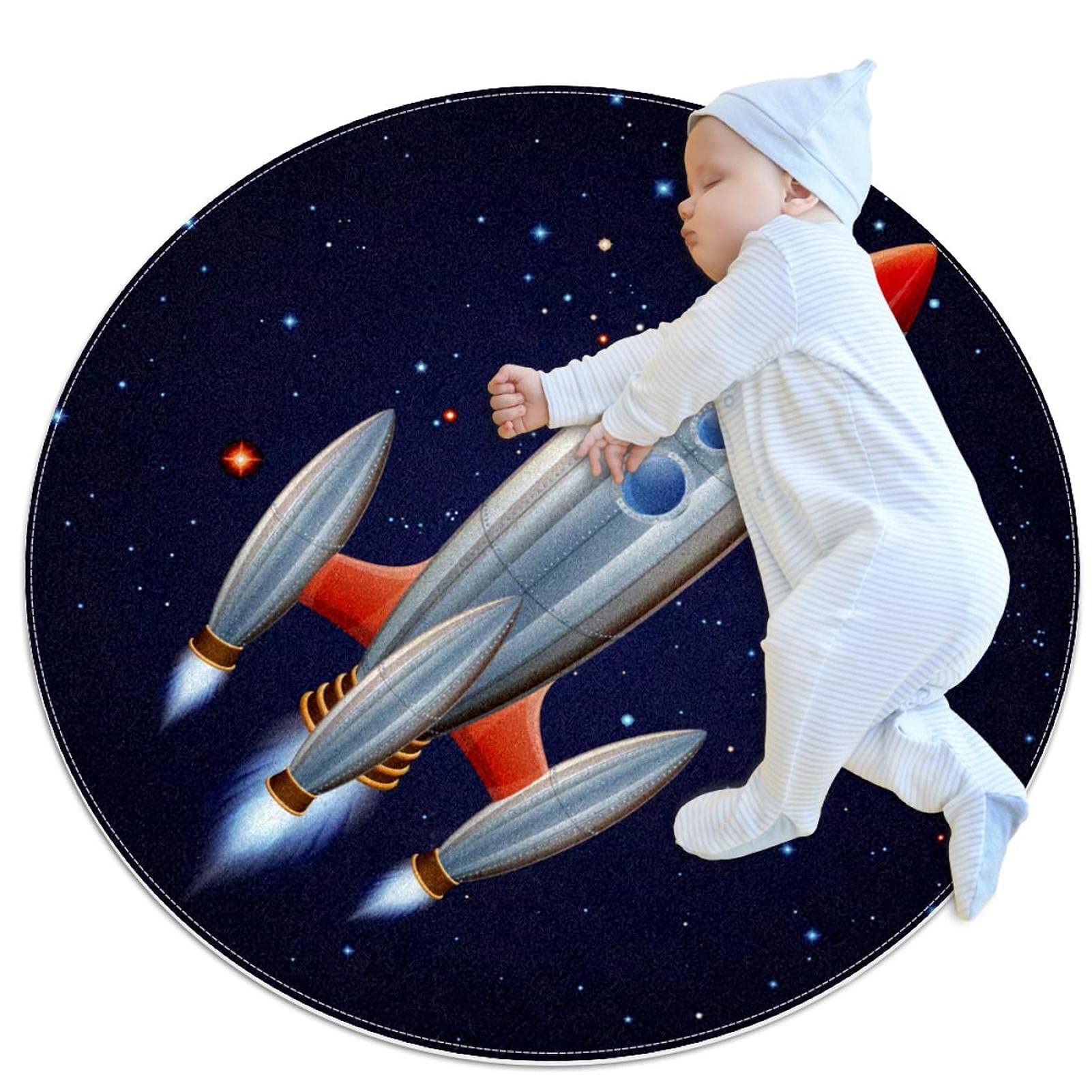 Tapis rond fusée spatiale pour éviter les bruits de jouets au sol