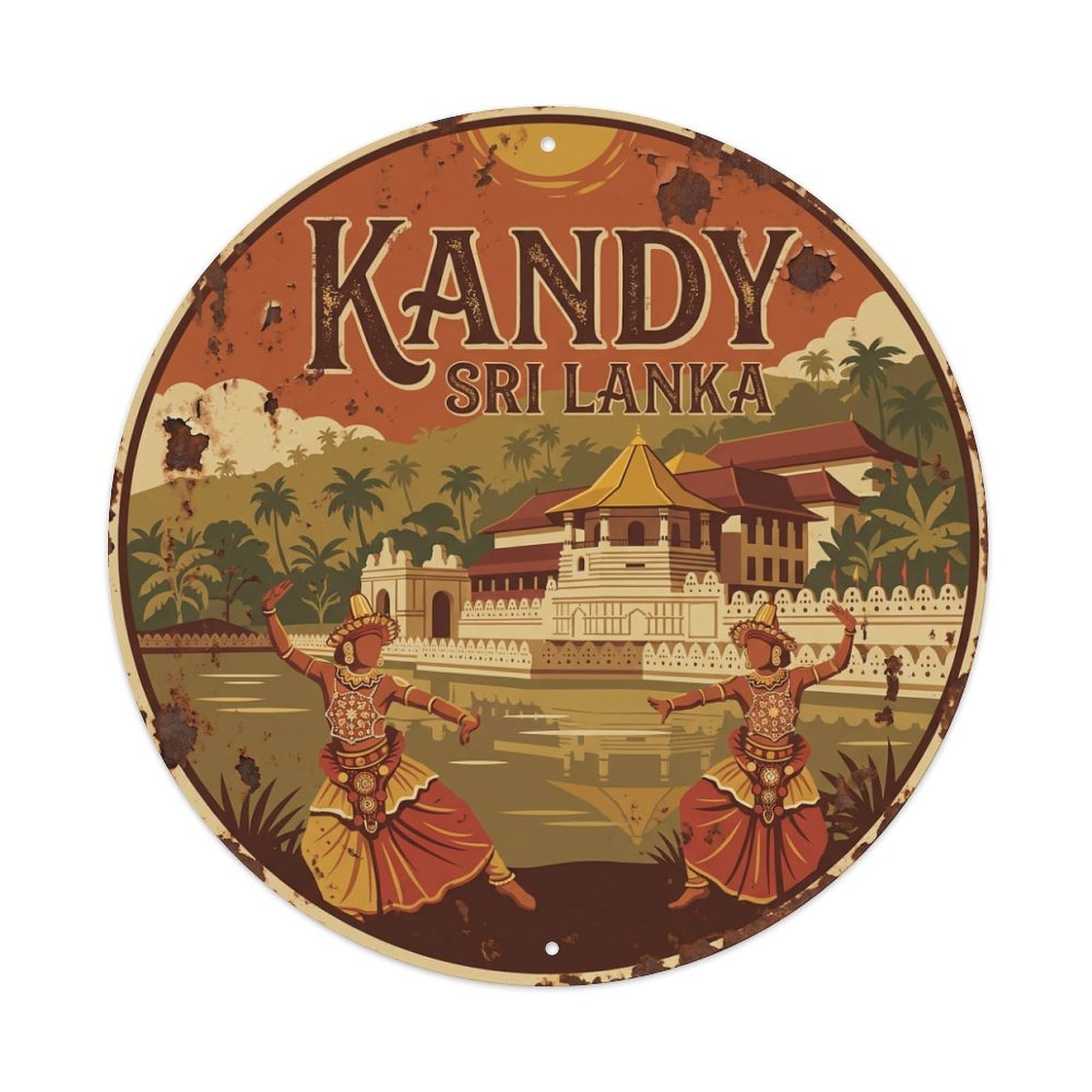 Retro Travel Sri Lanka Kandy Metal Tin Sign