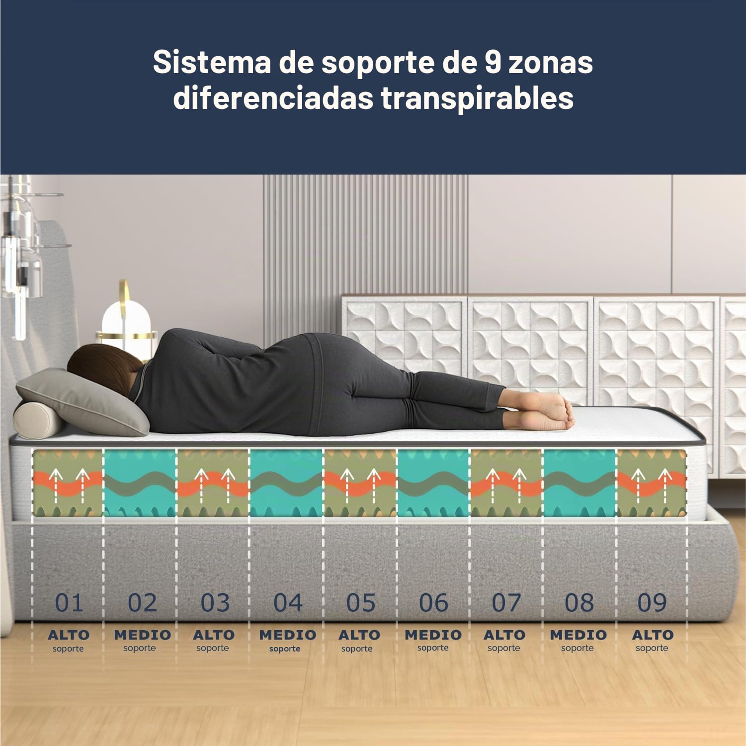 MiaSuite Colchón de Espuma Viscoelàstica 90x195, Altura 20 cm - 100% Made in Italy - Antialérgico, Antibacteriano, Anti-ácaro - Ortopédico, Dispositivo médico | Primavera