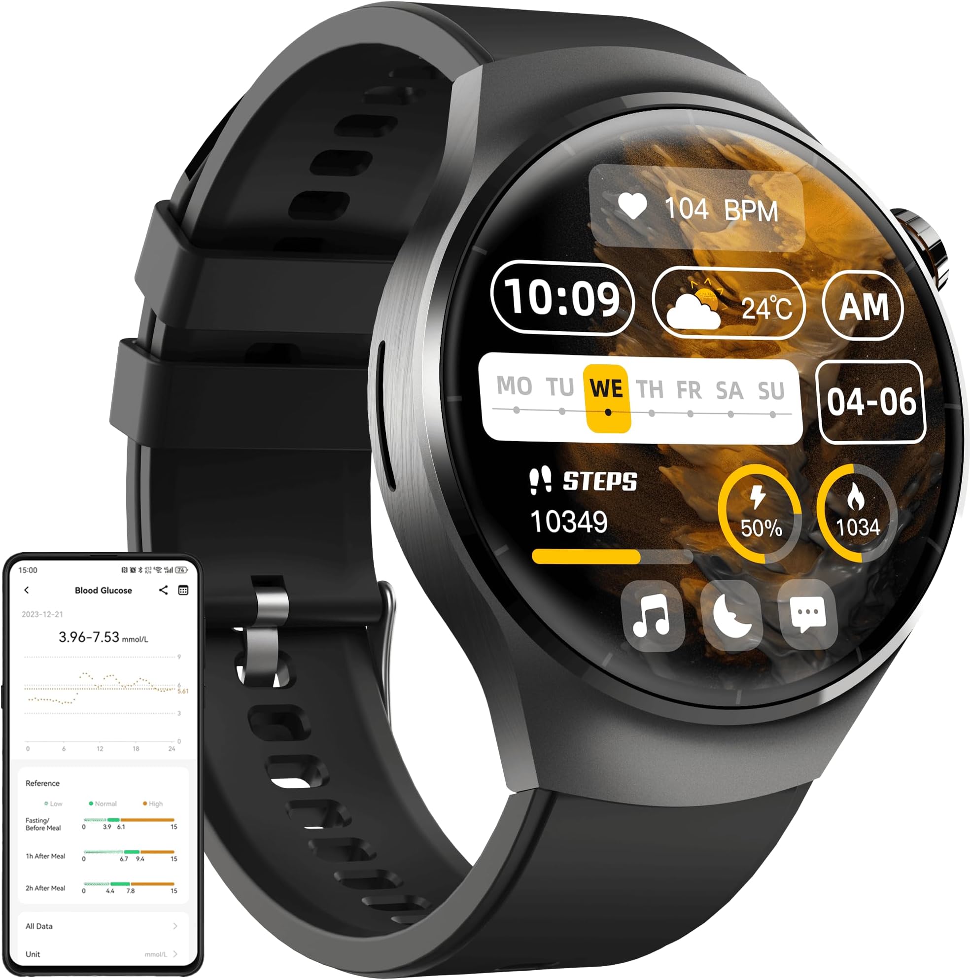 Smart Fitness Watches, Sports Watch & Fitness Trackers, 1.55” HD Touchscreen, 24/7 Health Monitoring with ECG, Blood Oxygen & Sleep Tracking, 150+ Sports Modes, IP67, for Men & Women