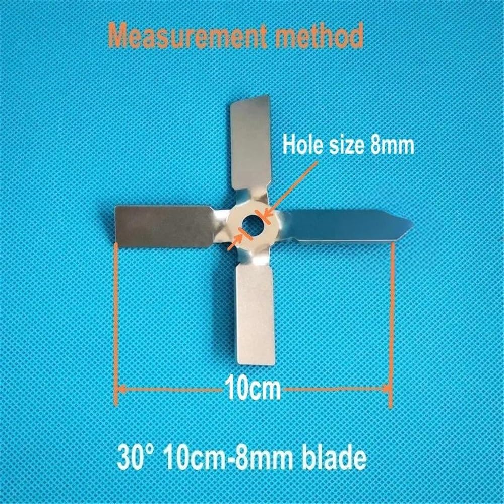 1set Labor Edelstahl Vier-blatt Paddel Rührer Klinge Mit Rühren Stange(10cm blade with rod)